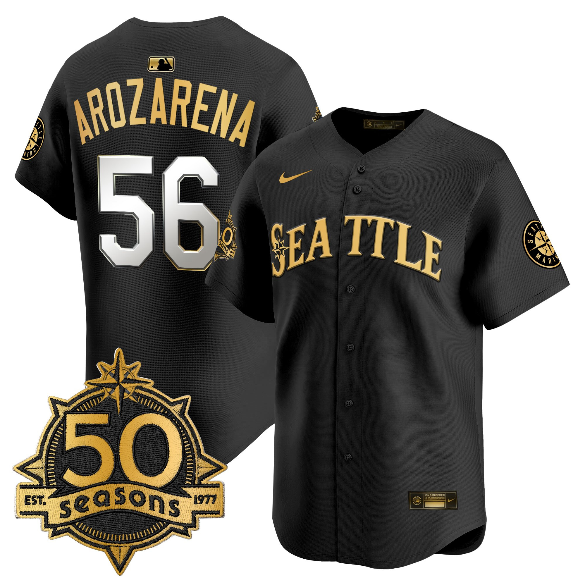 Men's Seattle Mariners 50 Seasons Patch Vapor Premier Limited Jersey - All Stitched - Image 16