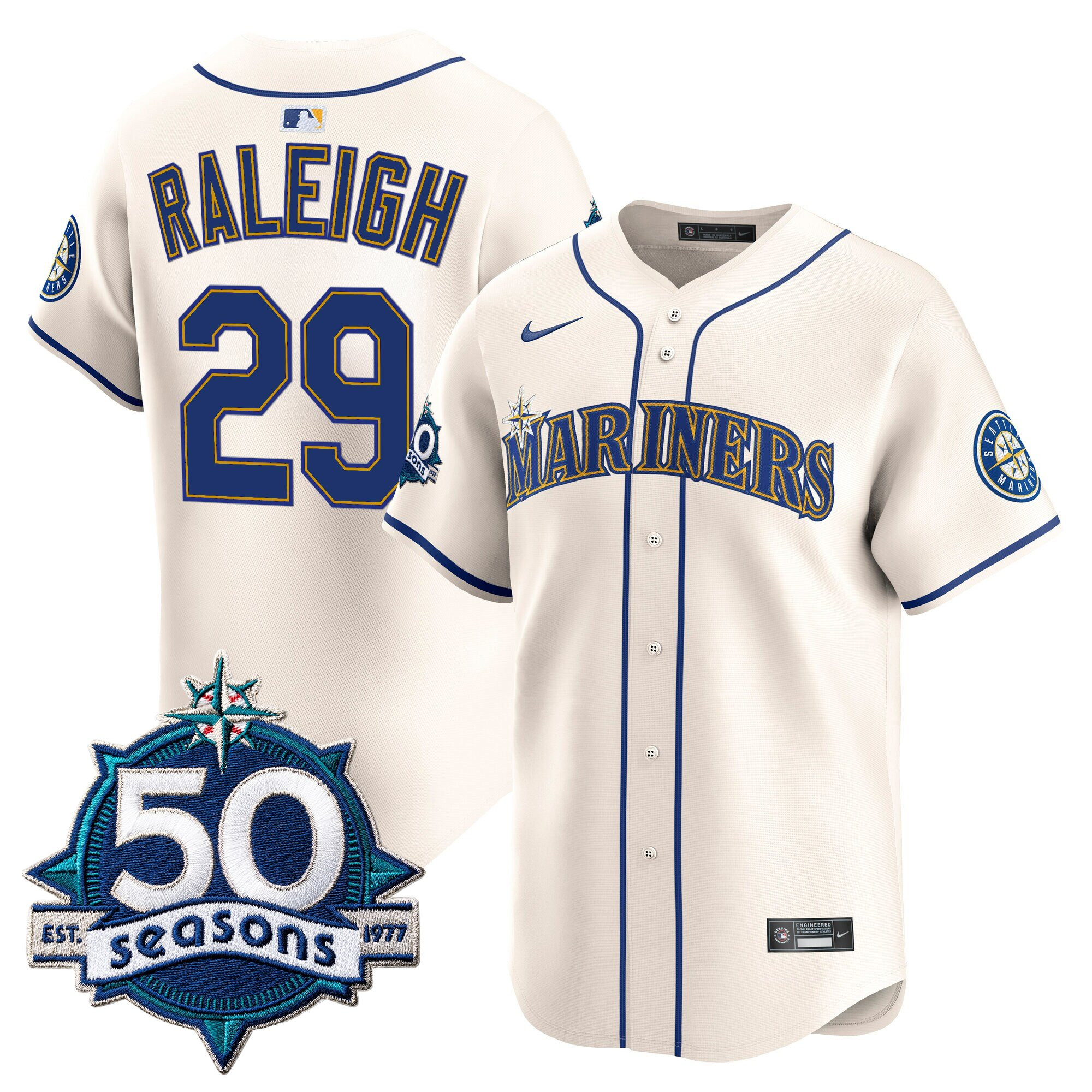 Men's Seattle Mariners 50 Seasons Patch Vapor Premier Limited Jersey - All Stitched - Image 19