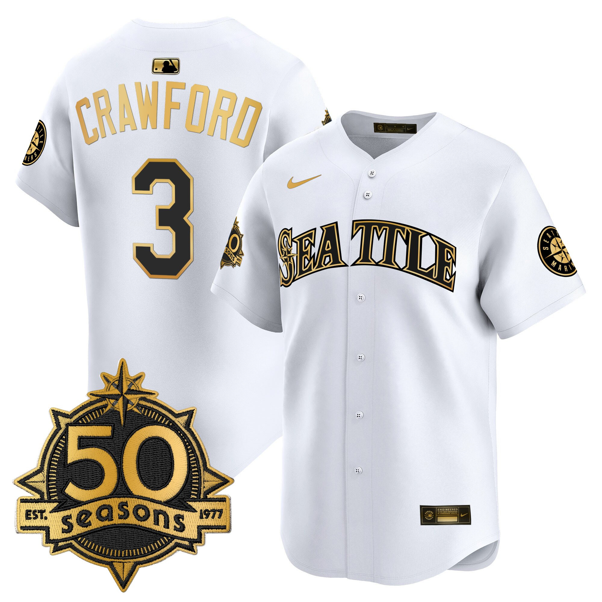 Men's Seattle Mariners 50 Seasons Patch Vapor Premier Limited Jersey - All Stitched - Image 5