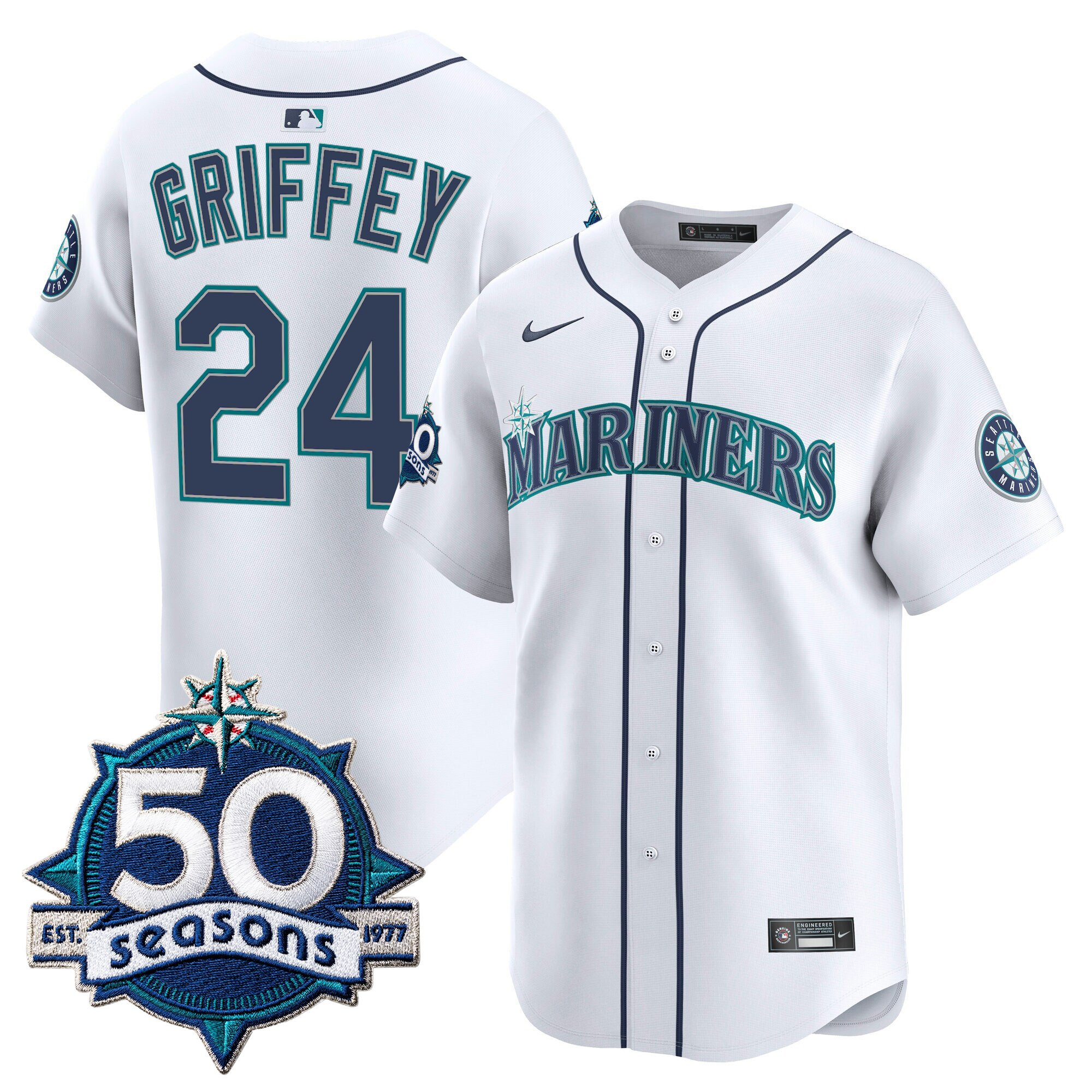 Men's Seattle Mariners 50 Seasons Patch Vapor Premier Limited Jersey - All Stitched - Image 42