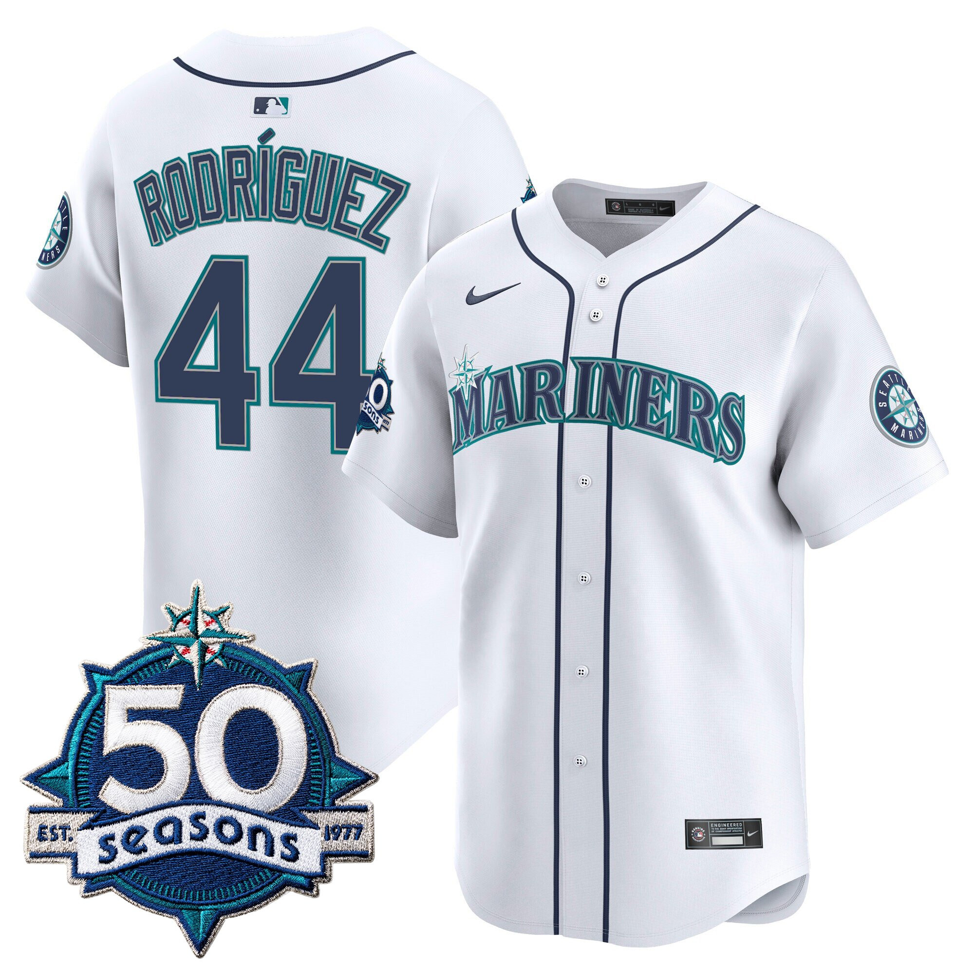 Men's Seattle Mariners 50 Seasons Patch Vapor Premier Limited Jersey - All Stitched - Image 39