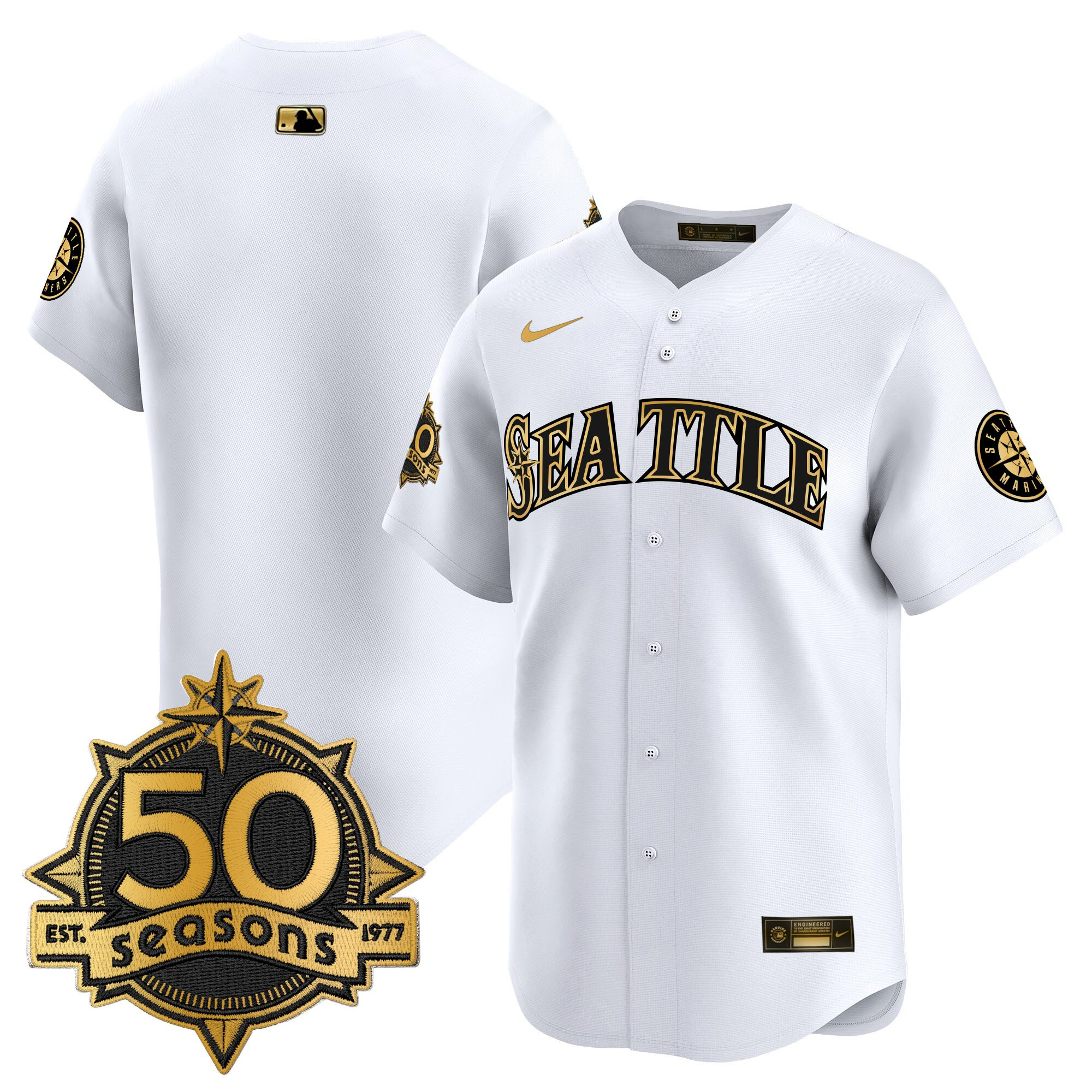 Men's Seattle Mariners 50 Seasons Patch Vapor Premier Limited Jersey - All Stitched - Image 9