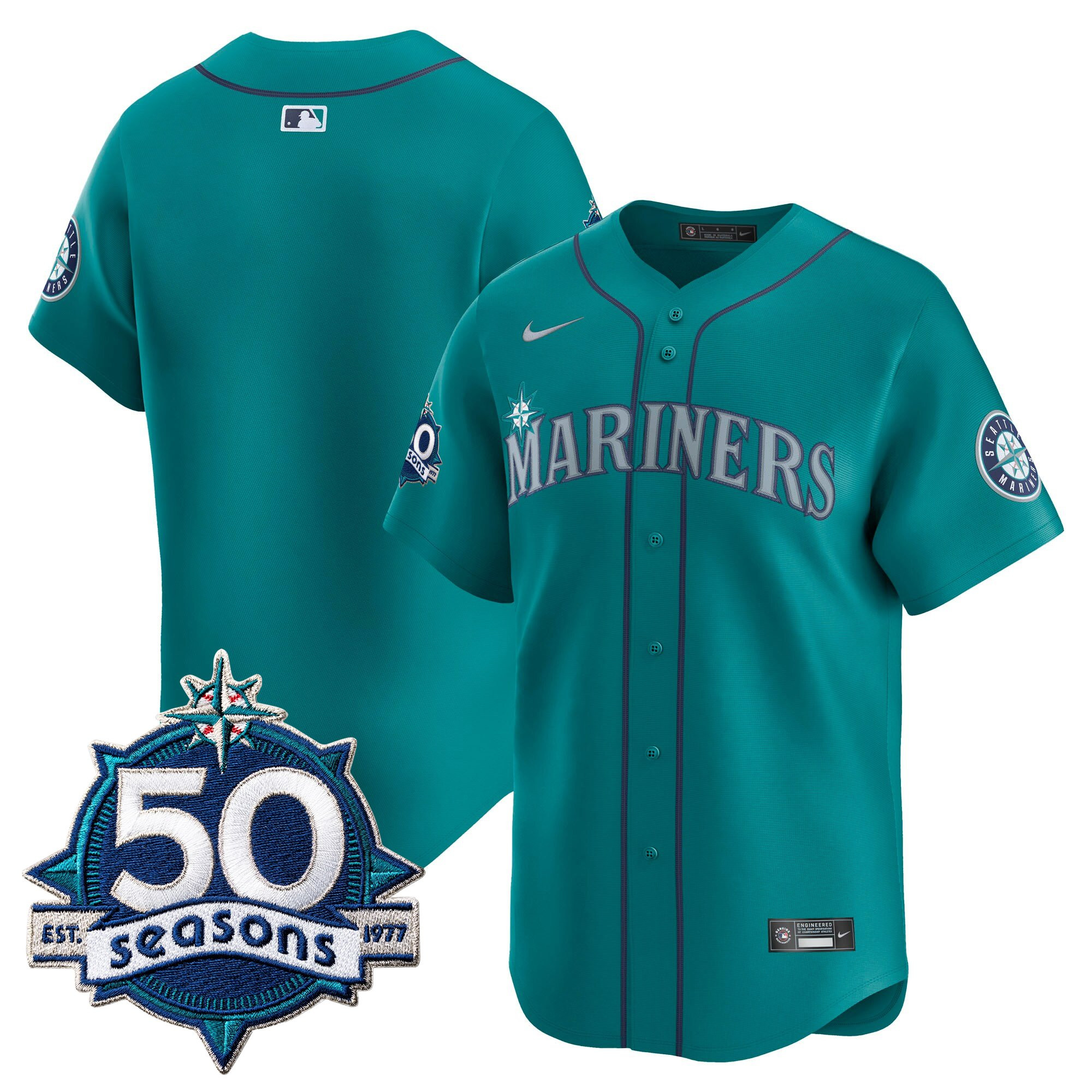 Men's Seattle Mariners 50 Seasons Patch Vapor Premier Limited Jersey - All Stitched - Image 36