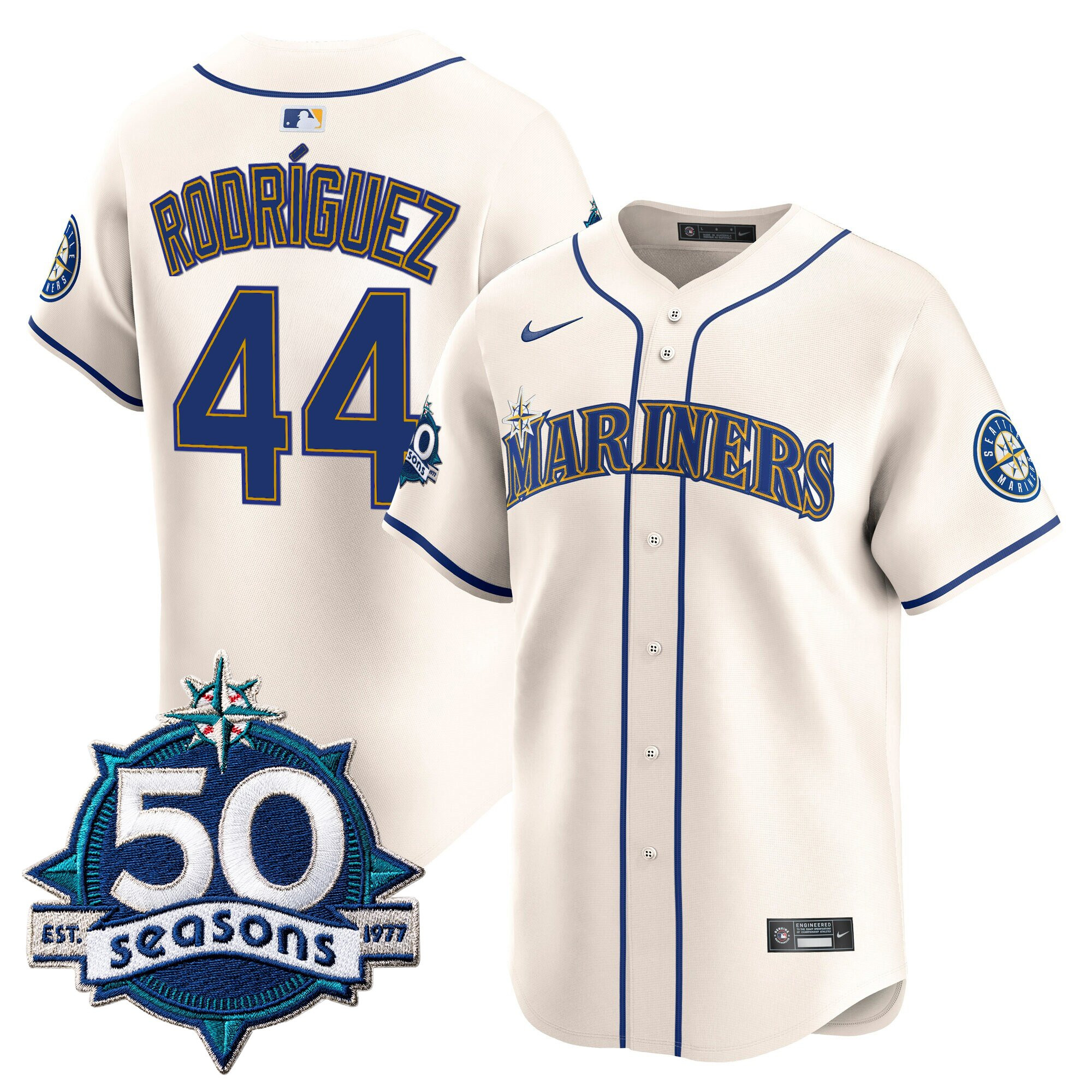 Men's Seattle Mariners 50 Seasons Patch Vapor Premier Limited Jersey - All Stitched - Image 21