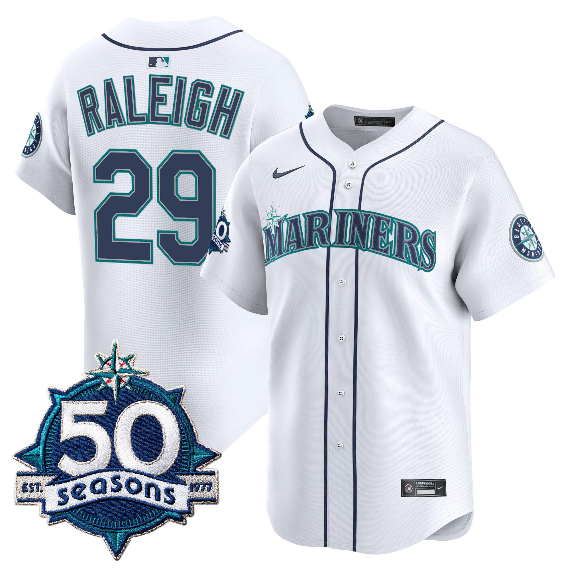 Men's Seattle Mariners 50 Seasons Patch Vapor Premier Limited Jersey - All Stitched - Image 37