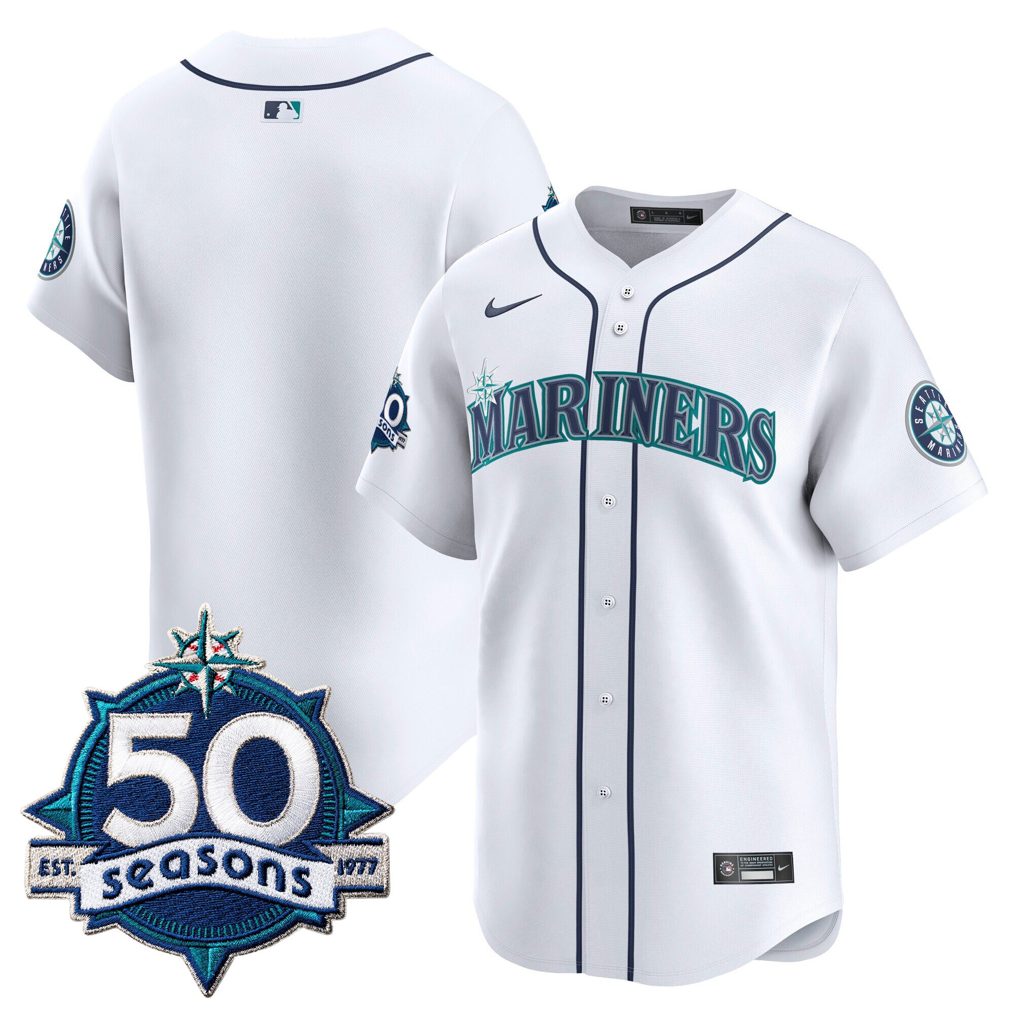 Men's Seattle Mariners 50 Seasons Patch Vapor Premier Limited Jersey - All Stitched - Image 45