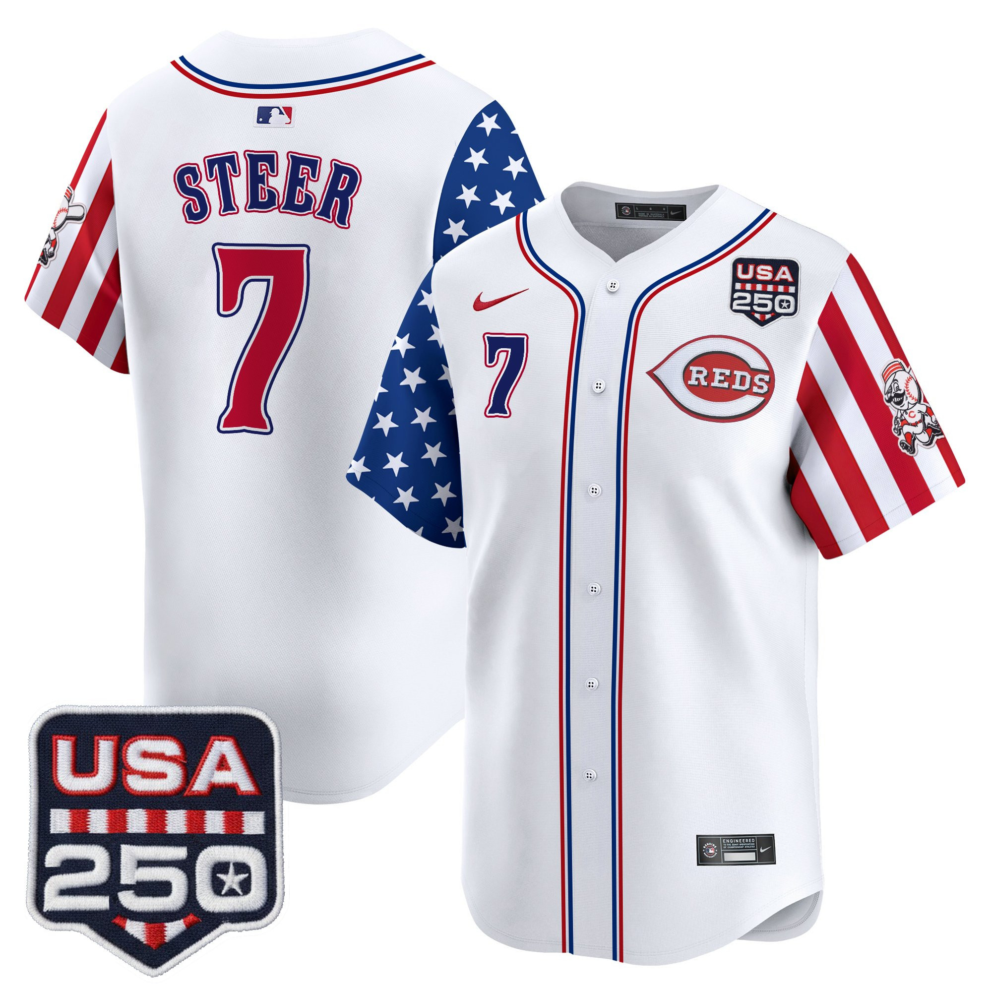 Men's Cincinnati Reds "America250 Edition" Vapor Premier Limited Jersey - All Stitched - Image 7