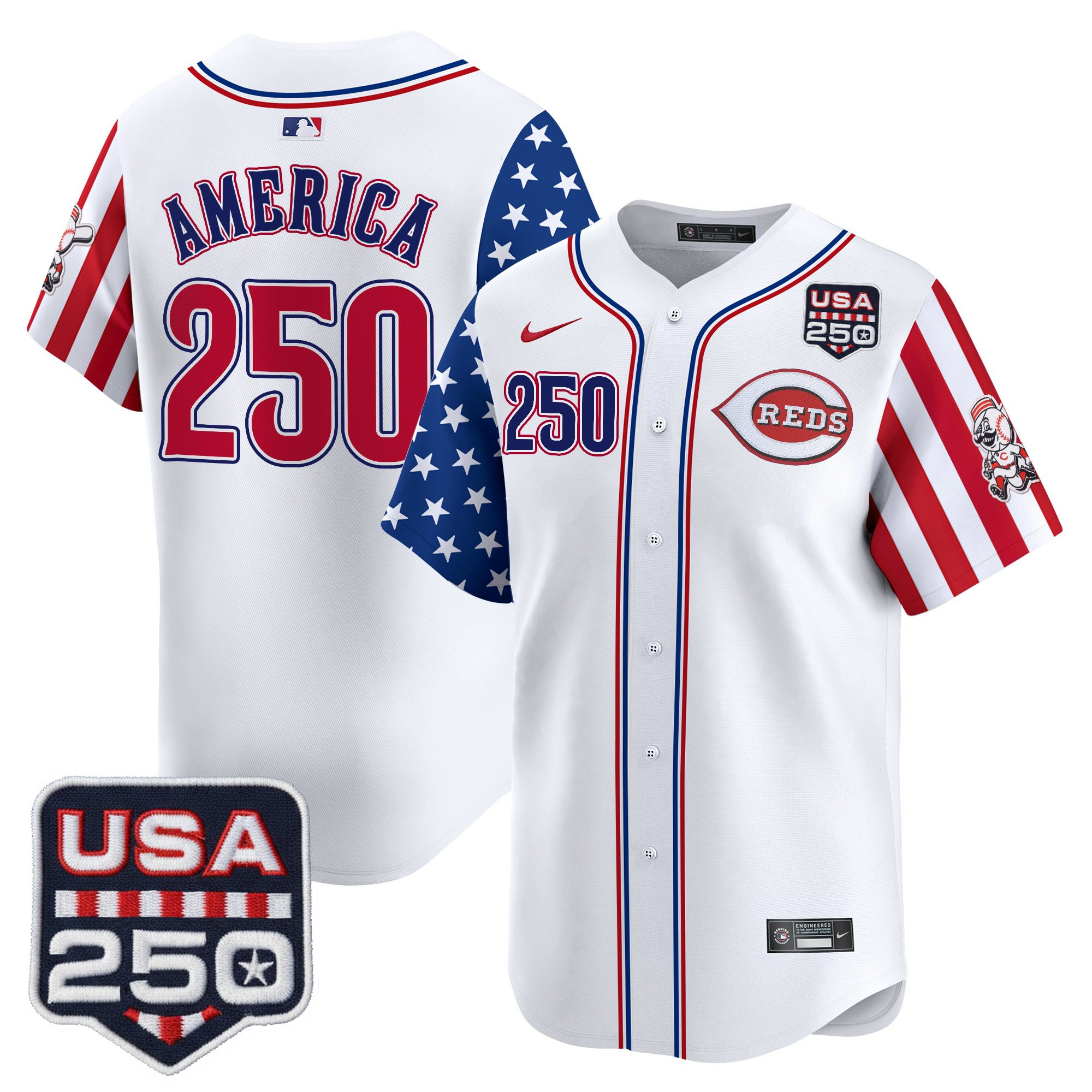 Men's Cincinnati Reds "America250 Edition" Vapor Premier Limited Jersey - All Stitched - Image 2