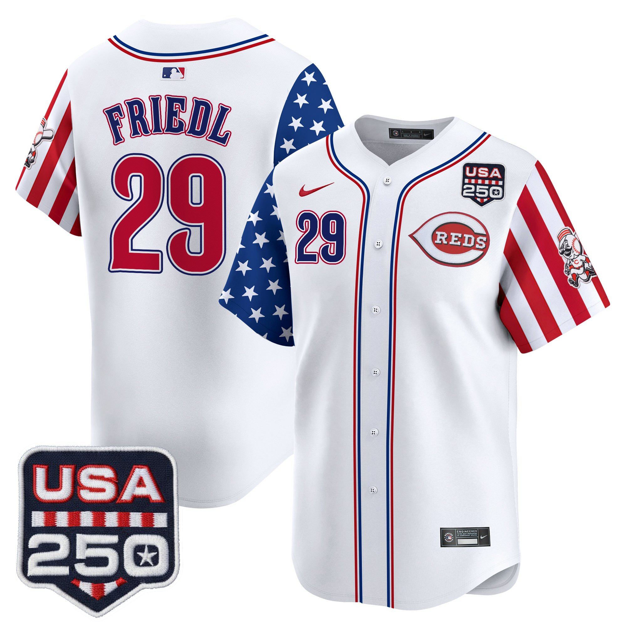 Men's Cincinnati Reds "America250 Edition" Vapor Premier Limited Jersey - All Stitched - Image 6