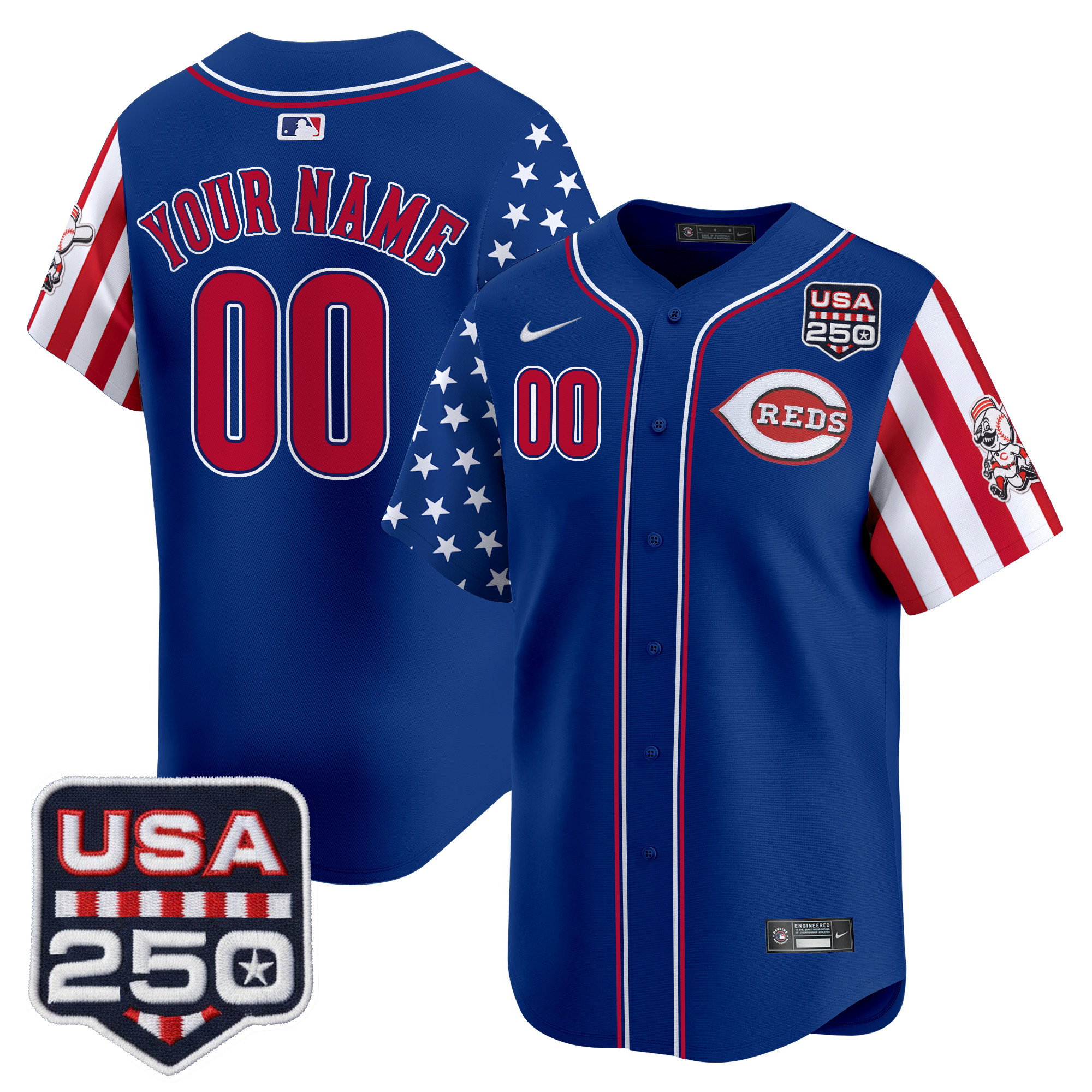Cincinnati Reds "America250 Edition" Vapor Premier Limited Custom Jersey - All Stitched - Image 3
