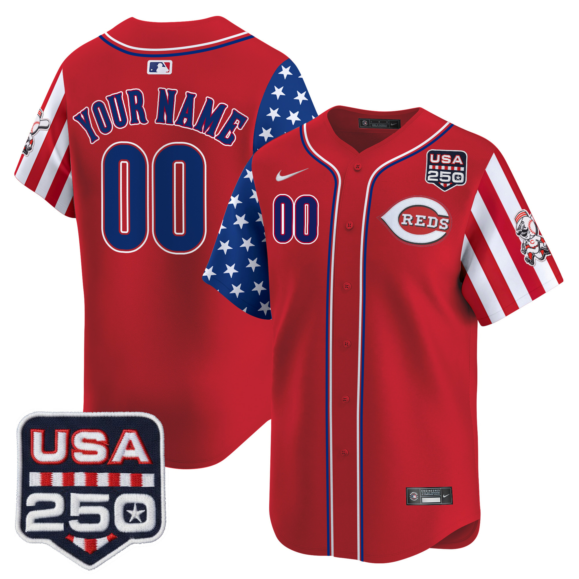 Cincinnati Reds "America250 Edition" Vapor Premier Limited Custom Jersey - All Stitched - Image 2