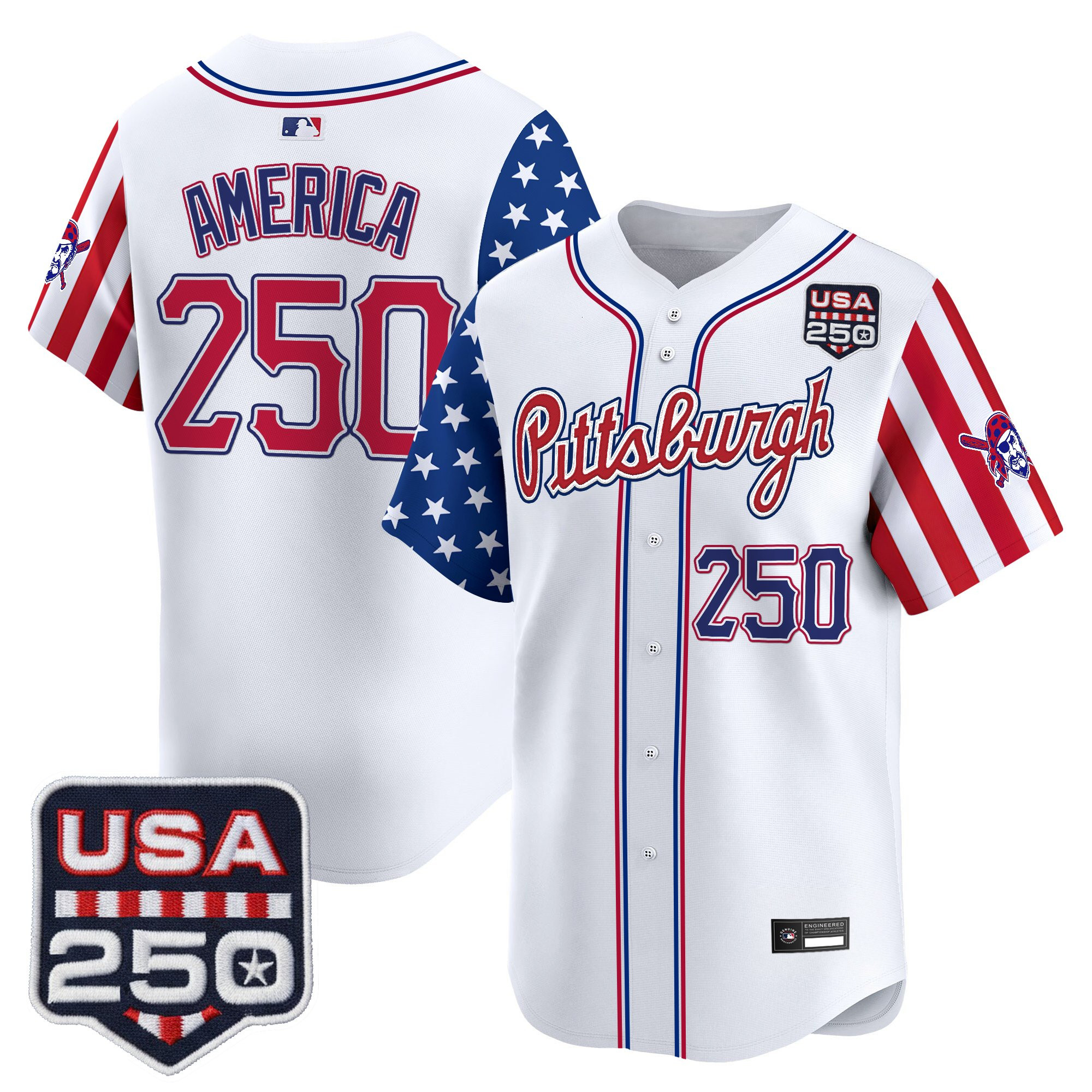 Men's Pittsburgh Pirates "America250 Edition" Vapor Premier Limited Jersey - All Stitched - Image 2