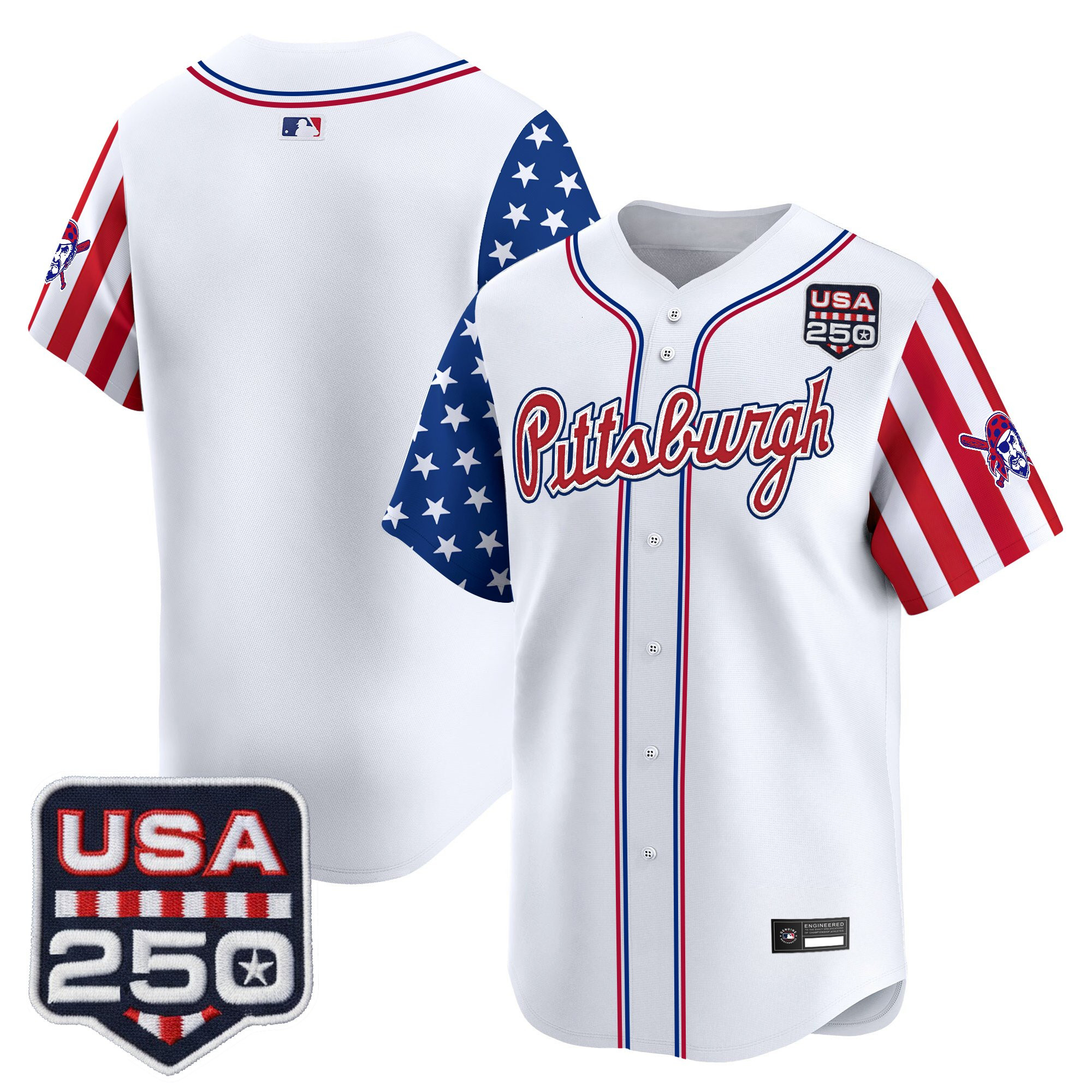 Men's Pittsburgh Pirates "America250 Edition" Vapor Premier Limited Jersey - All Stitched - Image 10
