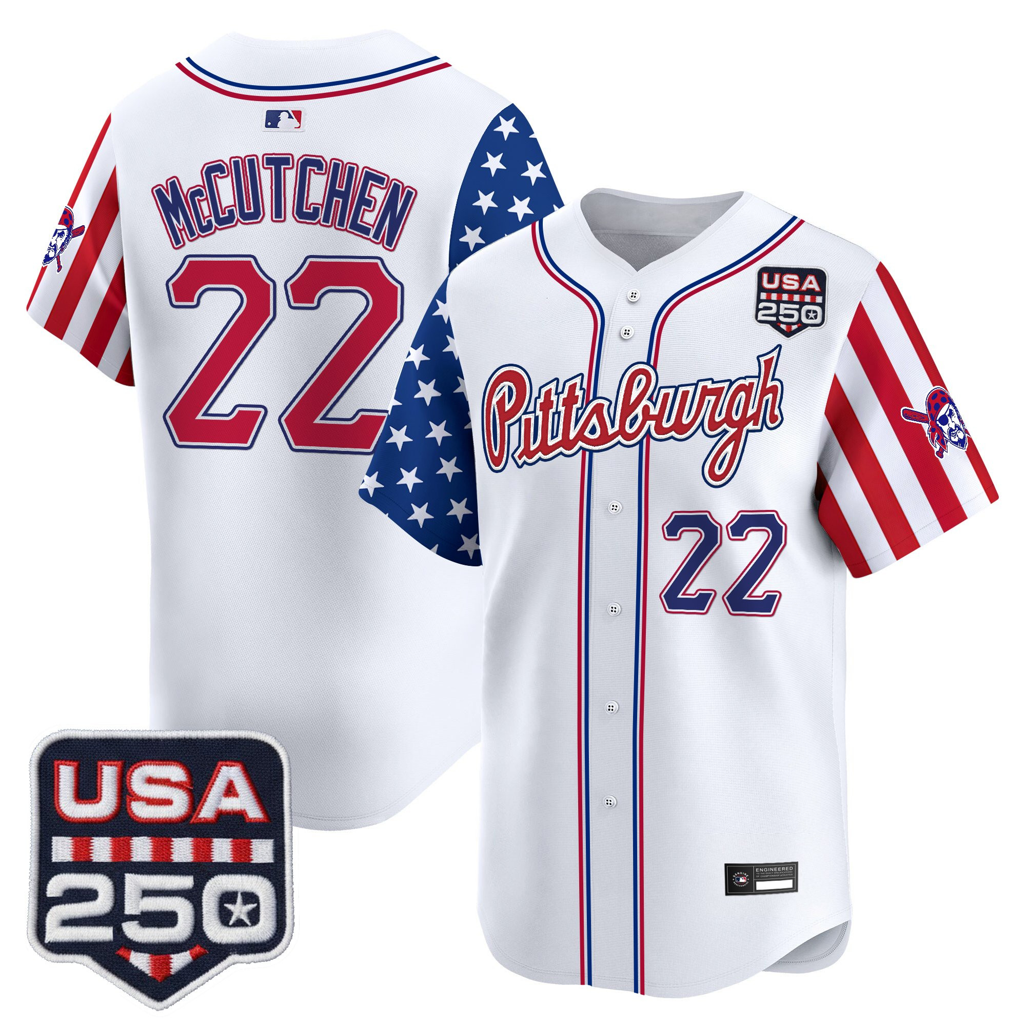 Men's Pittsburgh Pirates "America250 Edition" Vapor Premier Limited Jersey - All Stitched - Image 3
