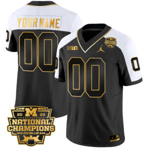 Michigan Wolverines 2023 National Champions Patch Gold Vapor Custom Jersey V2 - All Stitched