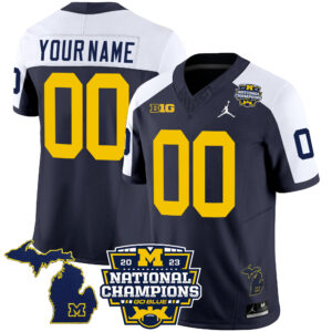 Michigan Wolverines 2023 National Champions Patch Vapor Custom Jersey V3 - All Stitched