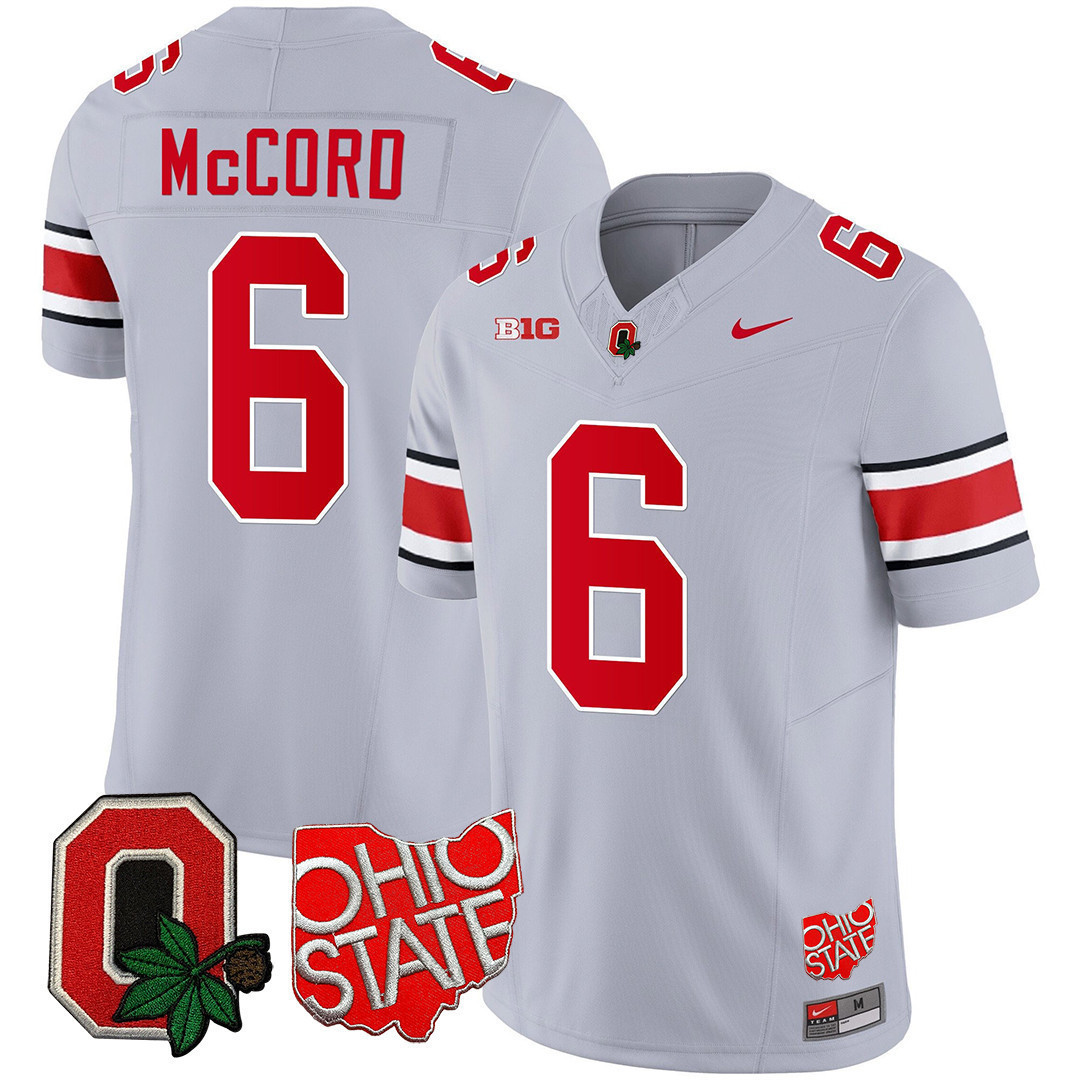 Men's Ohio State Buckeyes Ohio State & Logo Patch Jersey - All Stitched - Image 15