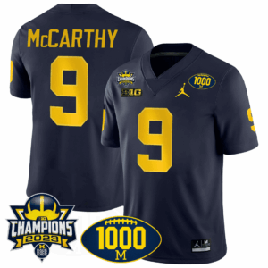 Men's Michigan Wolverines 1000 Wins & BIG10 Champions Patch Special Jersey - All Stitched