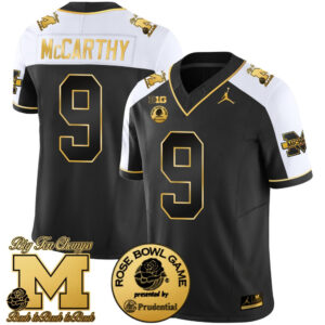 Men's Michigan Wolverines Rose Bowl Patch Gold Vapor Jersey V2 - All Stitched