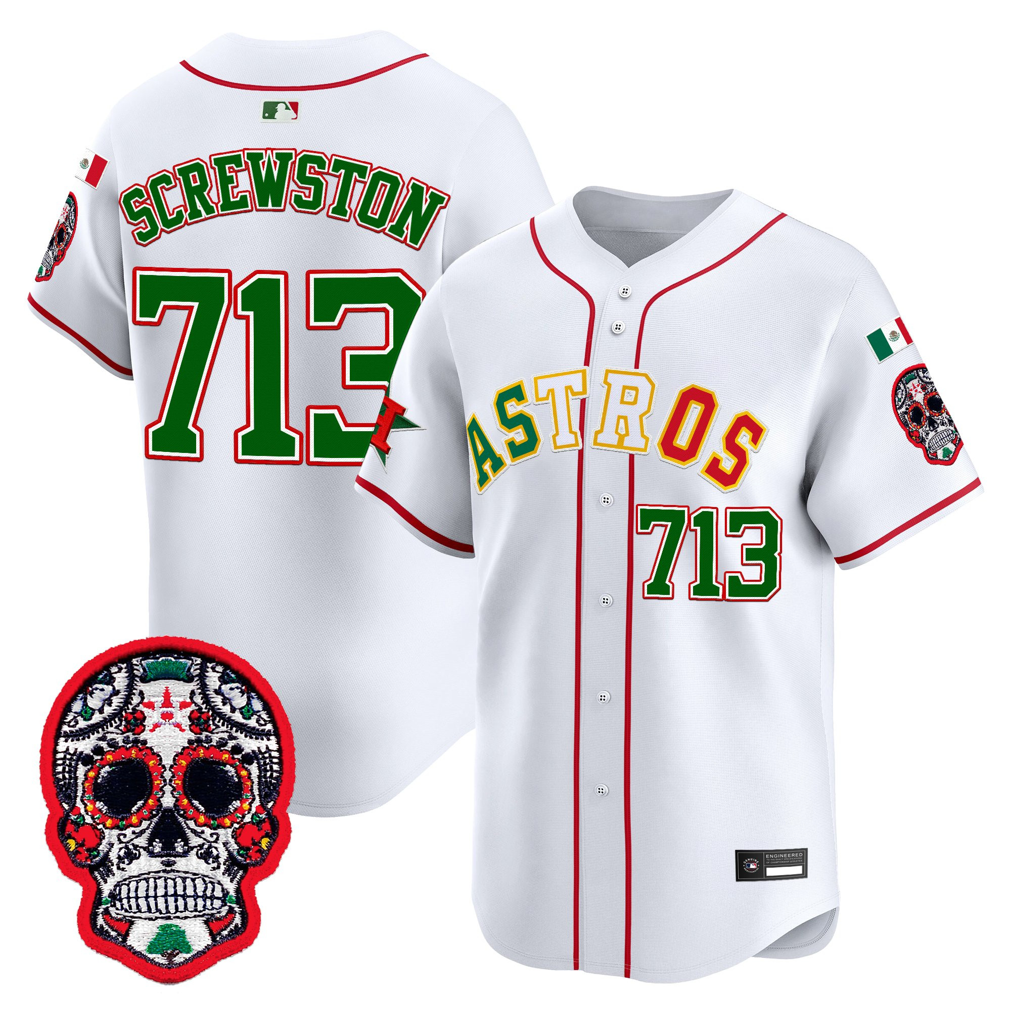 Men's Houston Astros Mexico 2025 'Día de los Muertos Edition' Vapor Premier Limited Jersey - All Stitched - Image 7