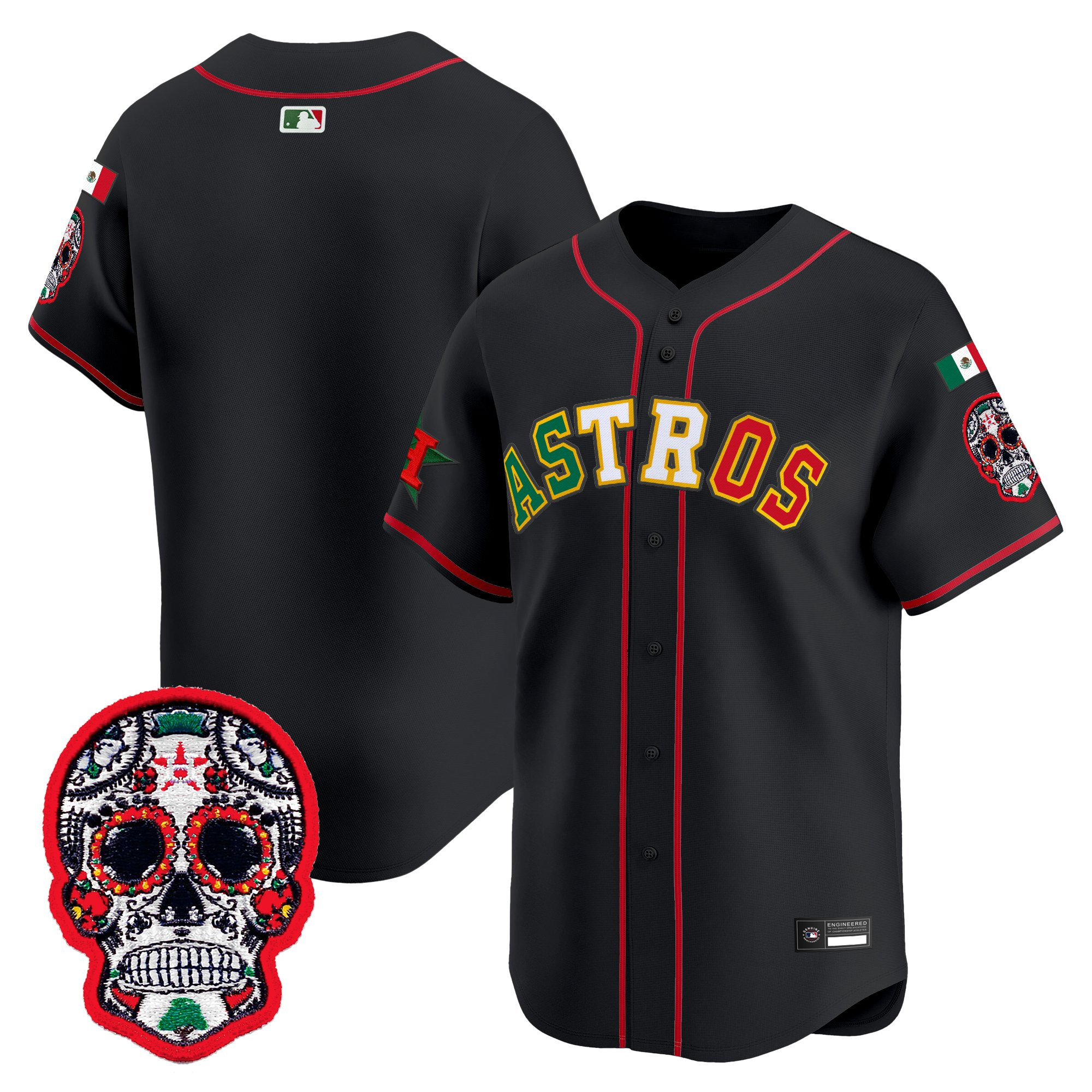 Men's Houston Astros Mexico 2025 'Día de los Muertos Edition' Vapor Premier Limited Jersey - All Stitched - Image 22