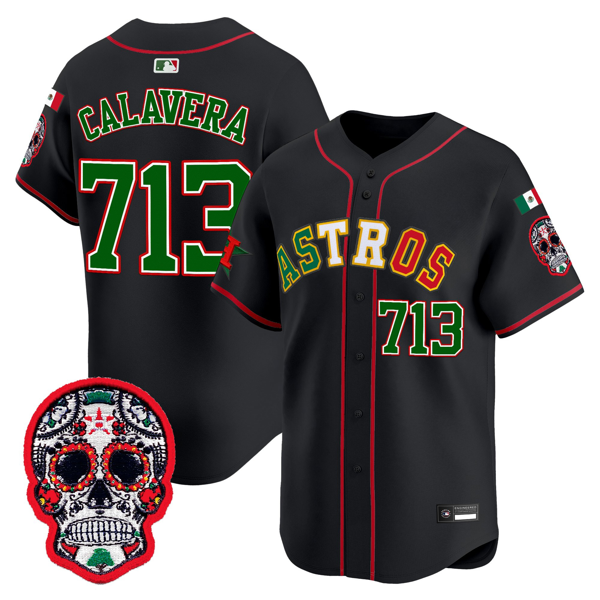 Men's Houston Astros Mexico 2025 'Día de los Muertos Edition' Vapor Premier Limited Jersey - All Stitched - Image 12