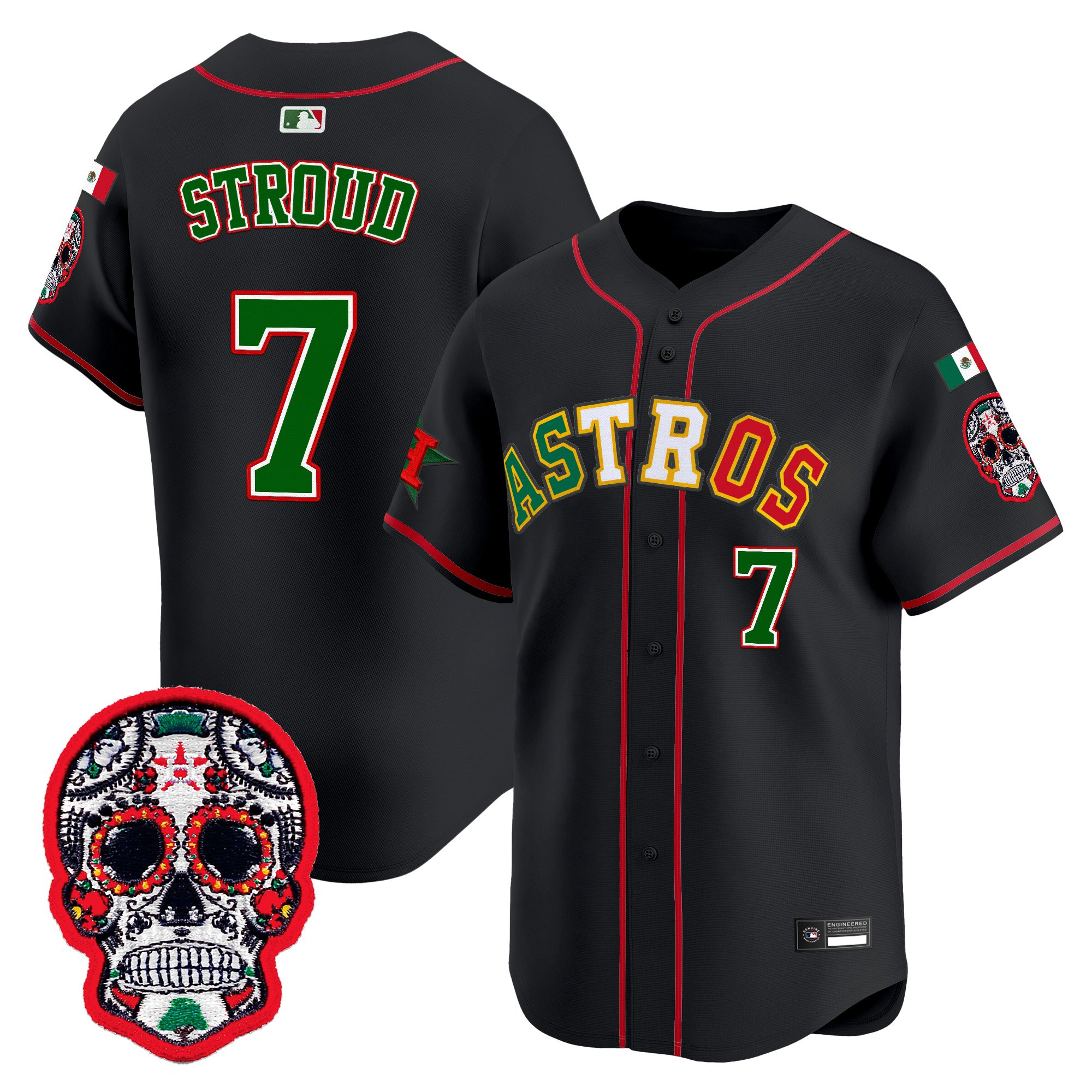 Men's Houston Astros Mexico 2025 'Día de los Muertos Edition' Vapor Premier Limited Jersey - All Stitched - Image 16
