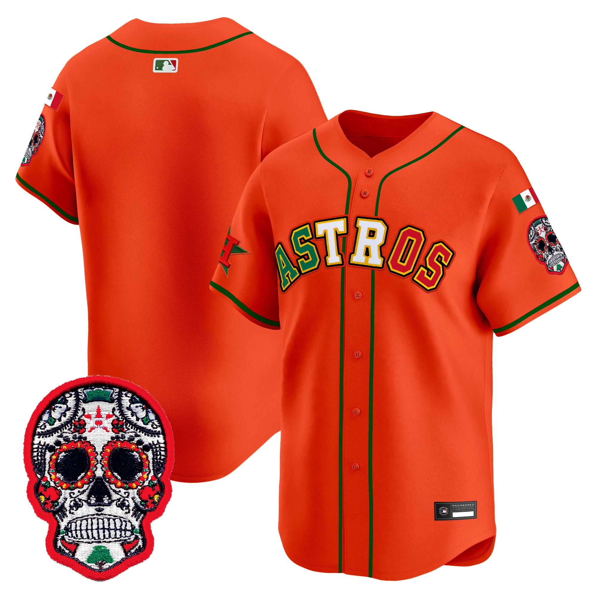 Men's Houston Astros Mexico 2025 'Día de los Muertos Edition' Vapor Premier Limited Jersey - All Stitched - Image 44