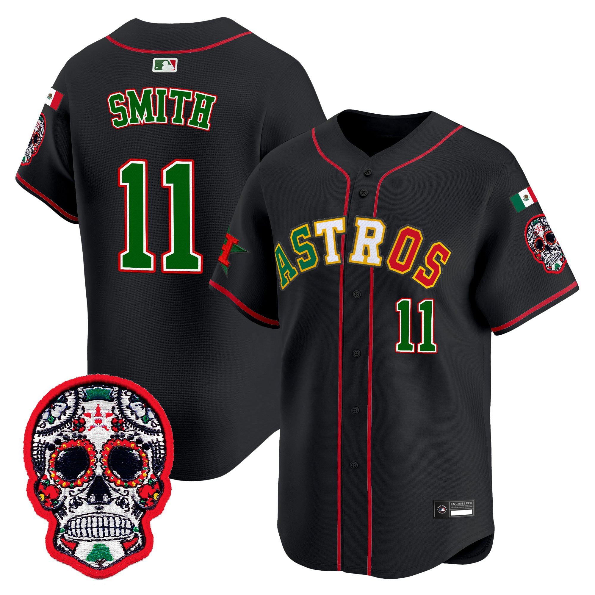 Men's Houston Astros Mexico 2025 'Día de los Muertos Edition' Vapor Premier Limited Jersey - All Stitched - Image 20