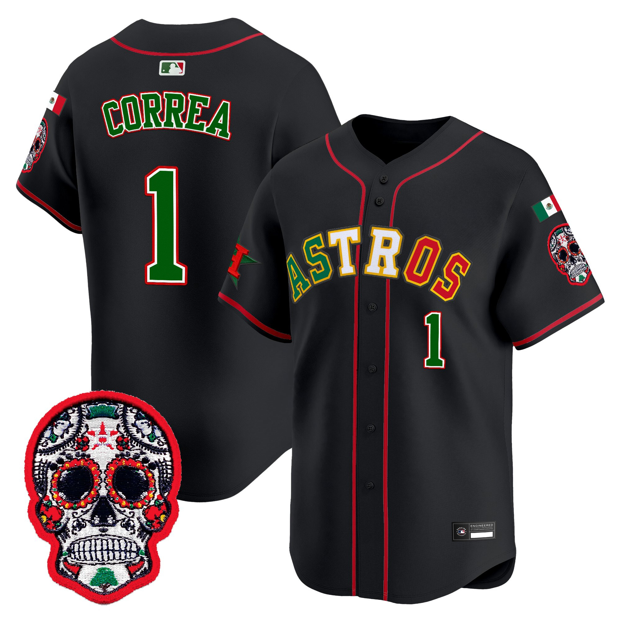 Men's Houston Astros Mexico 2025 'Día de los Muertos Edition' Vapor Premier Limited Jersey - All Stitched - Image 21