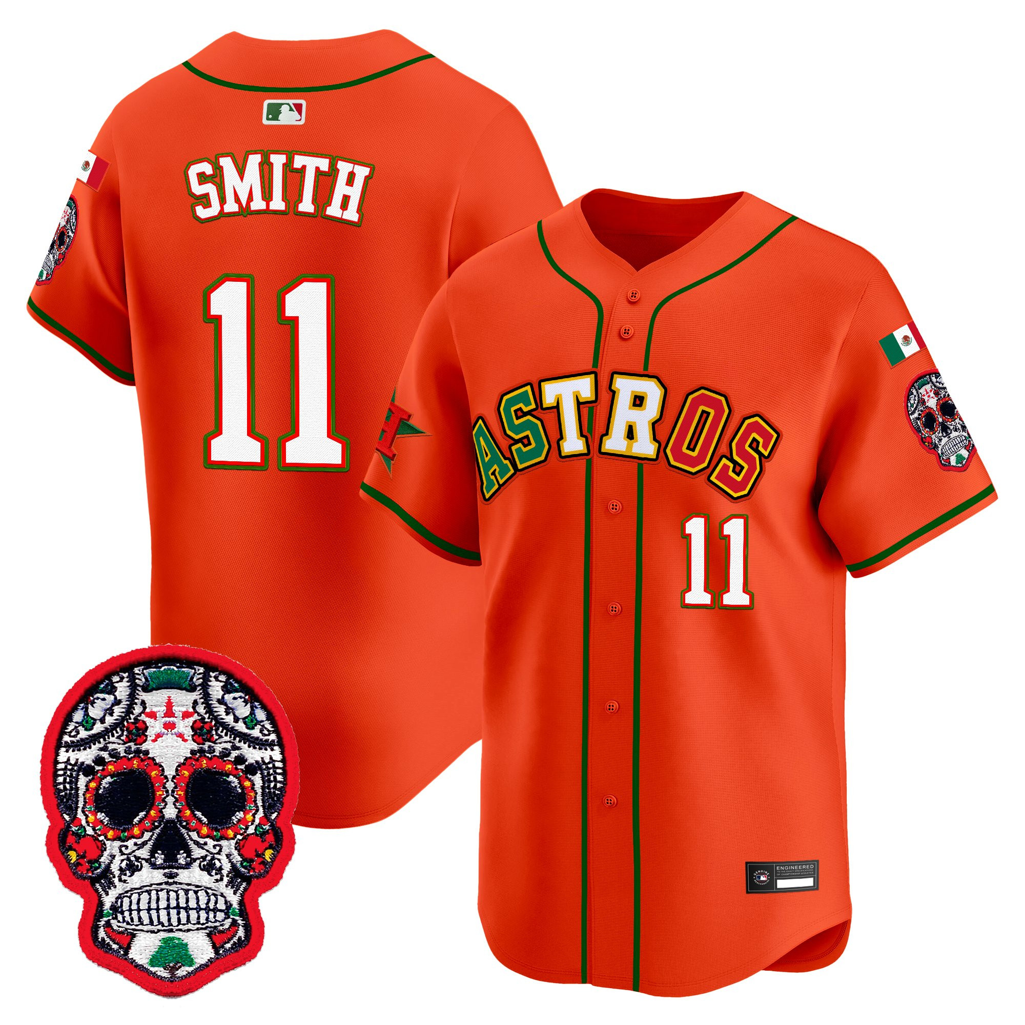 Men's Houston Astros Mexico 2025 'Día de los Muertos Edition' Vapor Premier Limited Jersey - All Stitched - Image 42