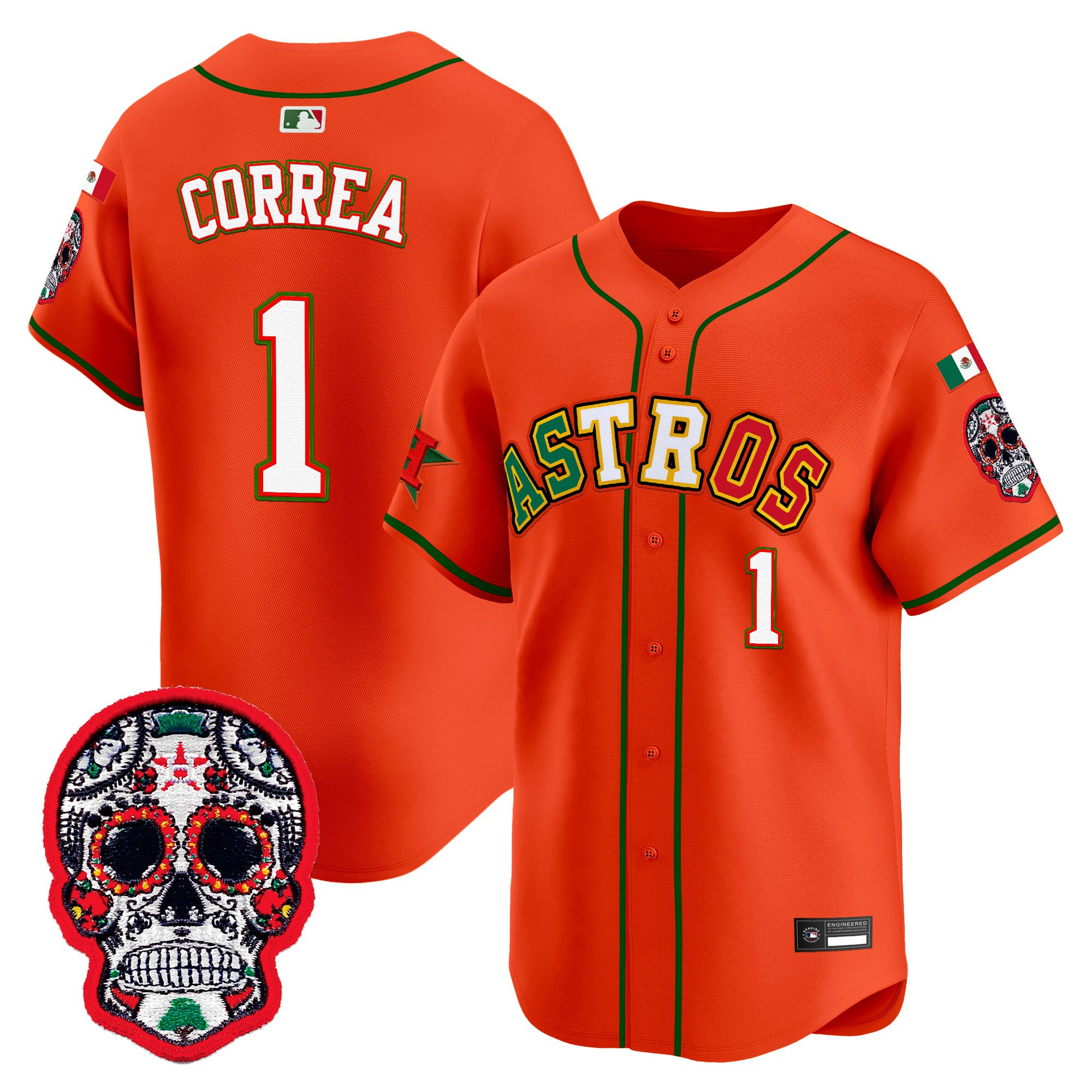 Men's Houston Astros Mexico 2025 'Día de los Muertos Edition' Vapor Premier Limited Jersey - All Stitched - Image 43