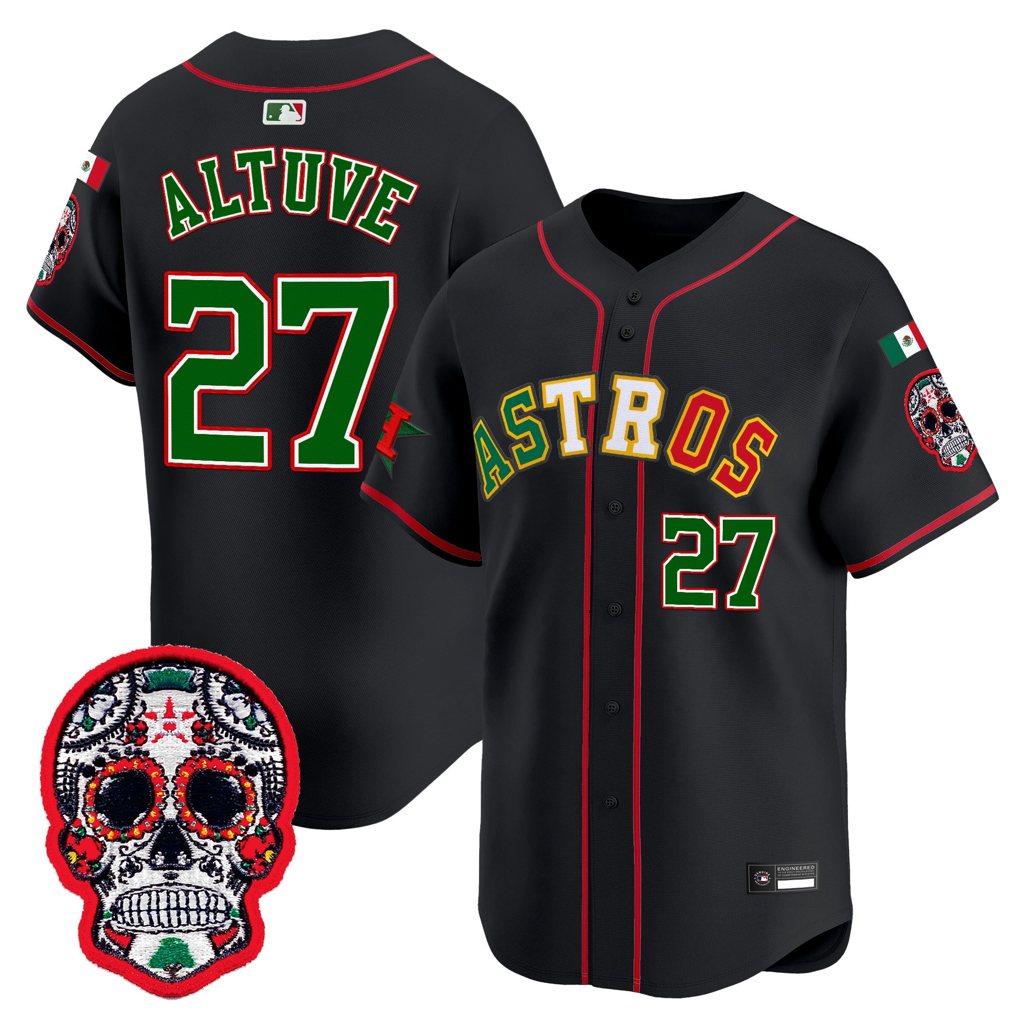 Men's Houston Astros Mexico 2025 'Día de los Muertos Edition' Vapor Premier Limited Jersey - All Stitched - Image 14