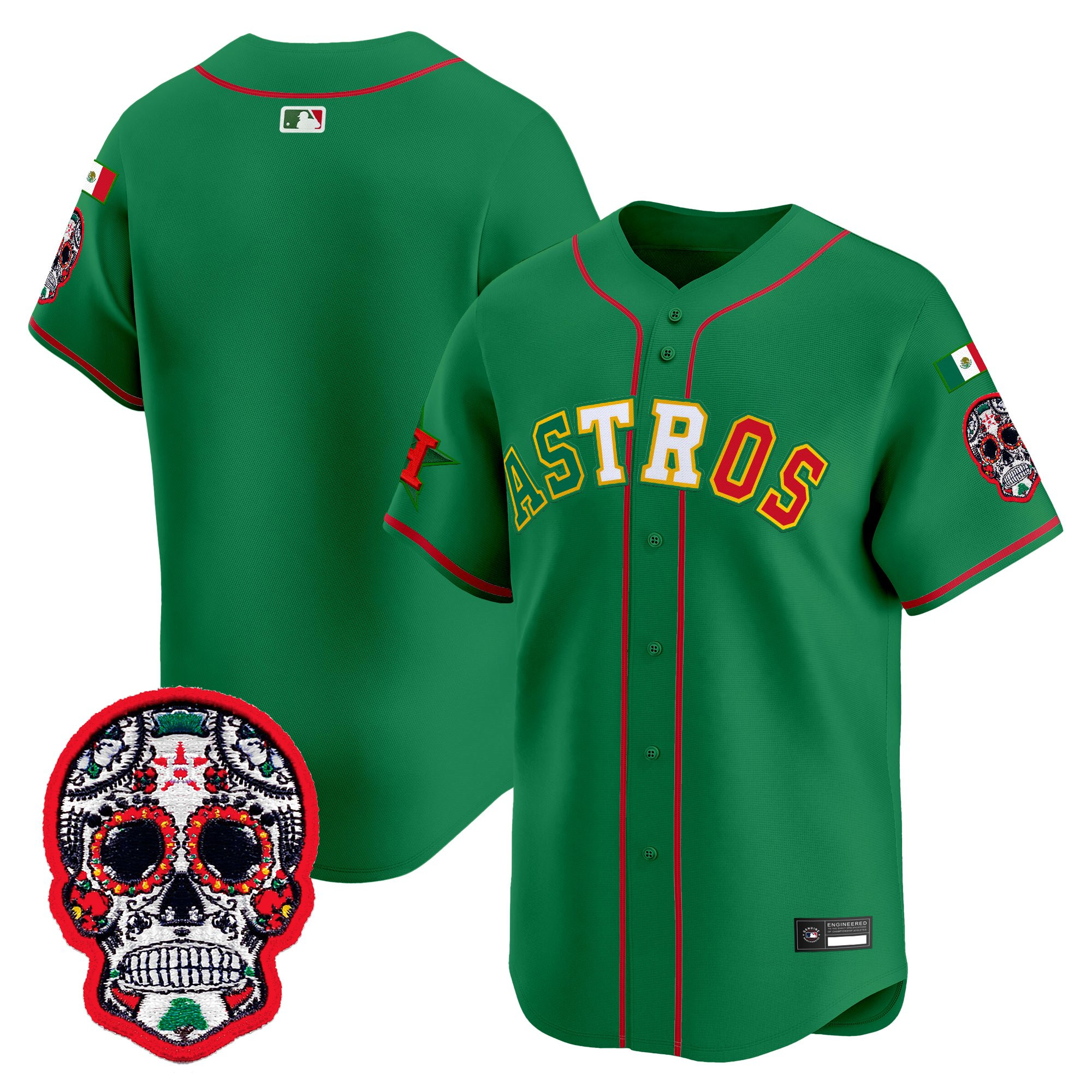 Men's Houston Astros Mexico 2025 'Día de los Muertos Edition' Vapor Premier Limited Jersey - All Stitched - Image 33