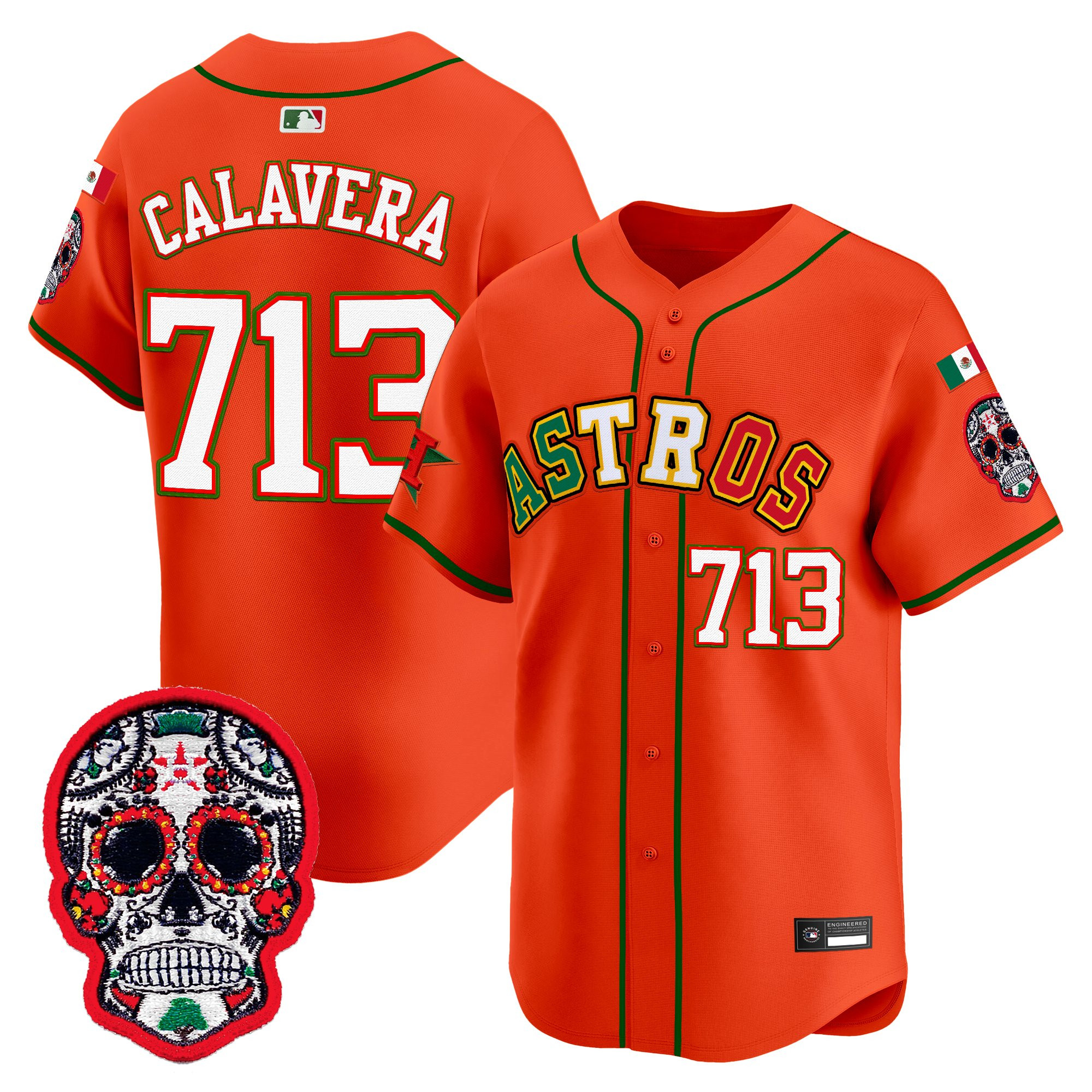 Men's Houston Astros Mexico 2025 'Día de los Muertos Edition' Vapor Premier Limited Jersey - All Stitched - Image 34