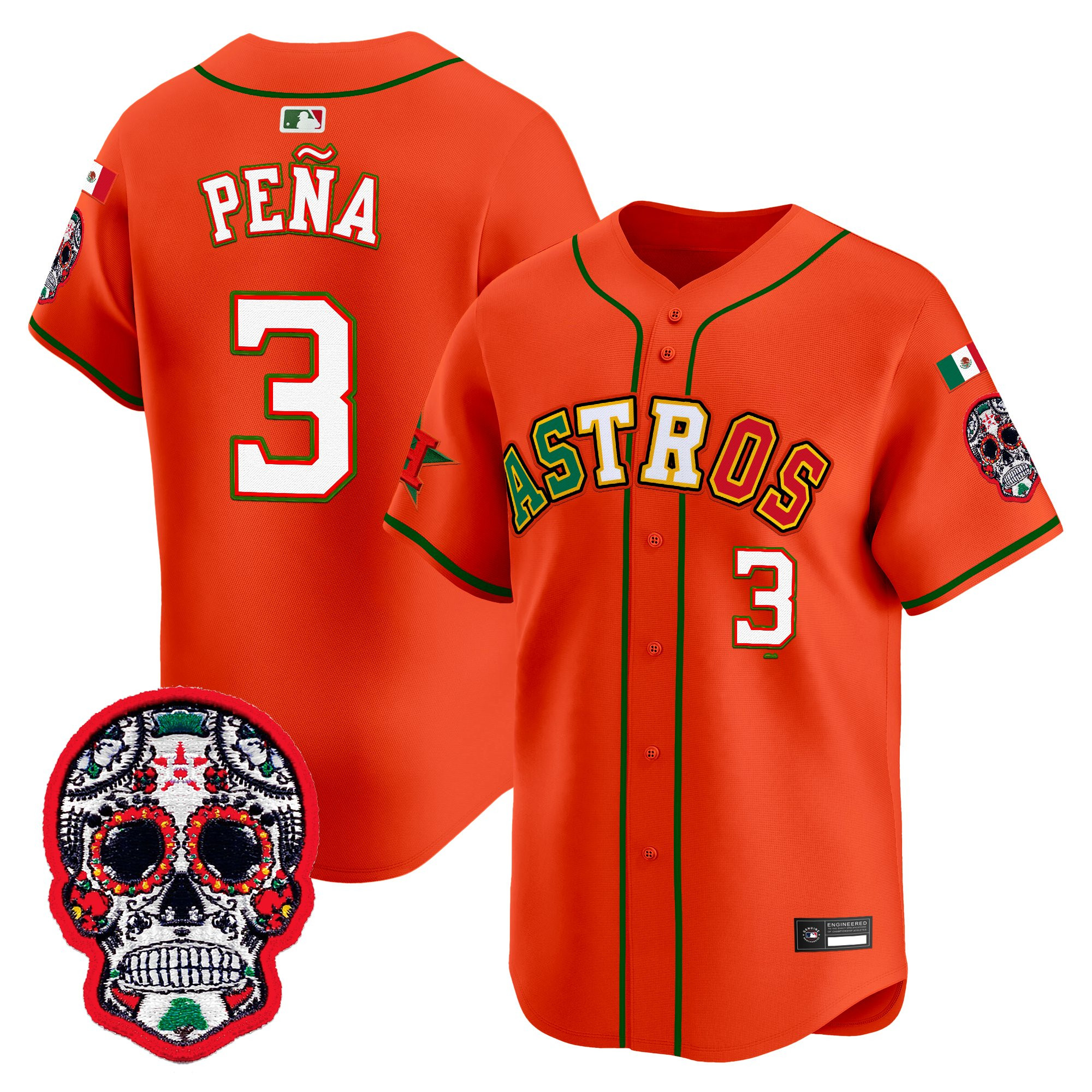 Men's Houston Astros Mexico 2025 'Día de los Muertos Edition' Vapor Premier Limited Jersey - All Stitched - Image 35