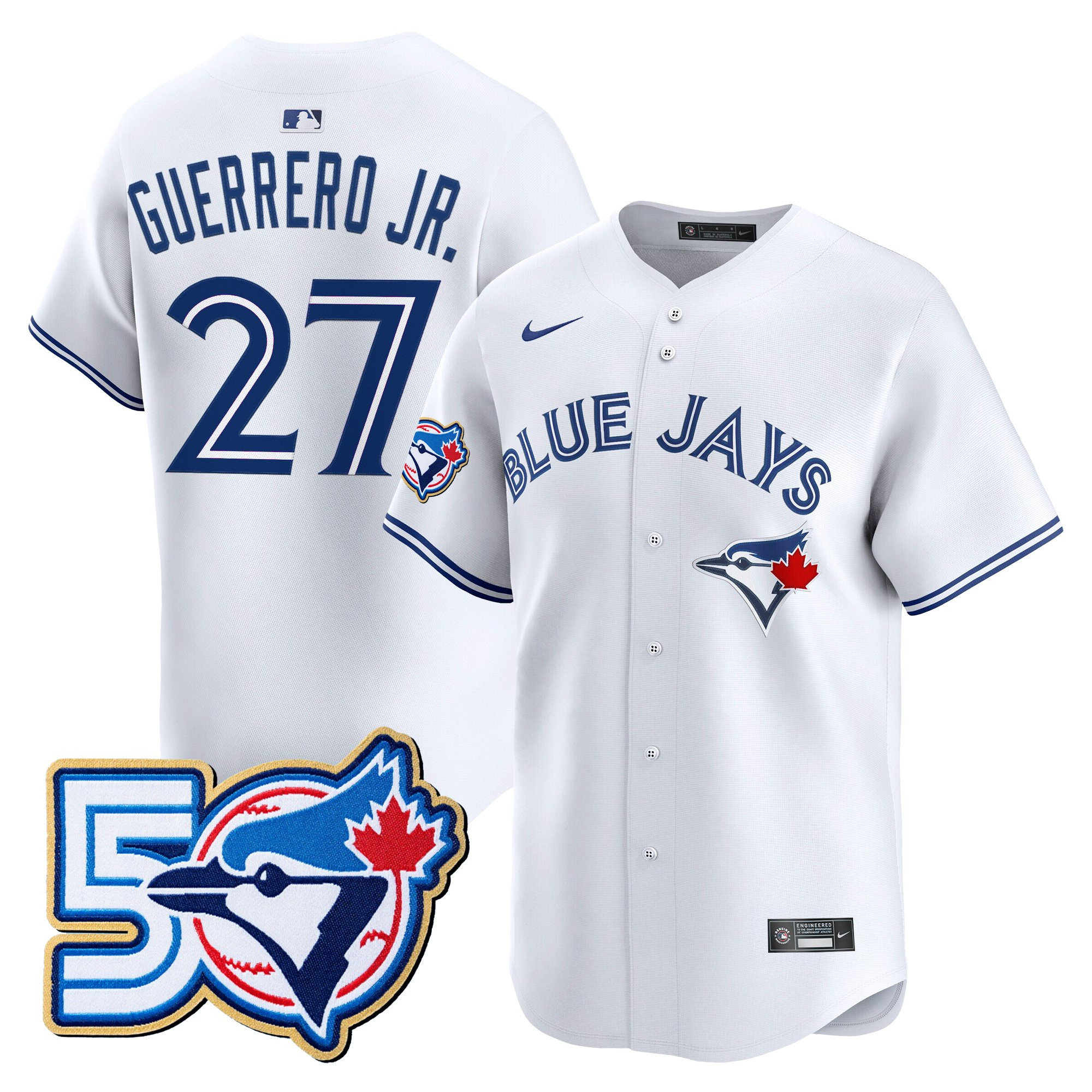 Men's Toronto Blue Jays 50 Seasons Patch Vapor Premier Limited Jersey - All Stitched - Image 55