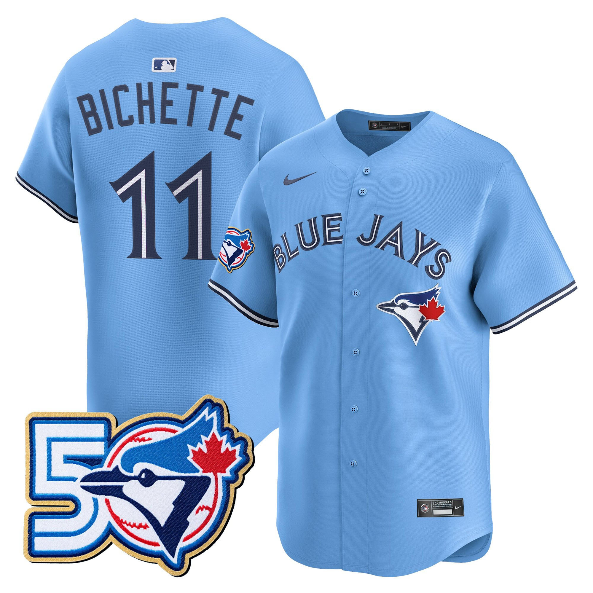 Men's Toronto Blue Jays 50 Seasons Patch Vapor Premier Limited Jersey - All Stitched - Image 27