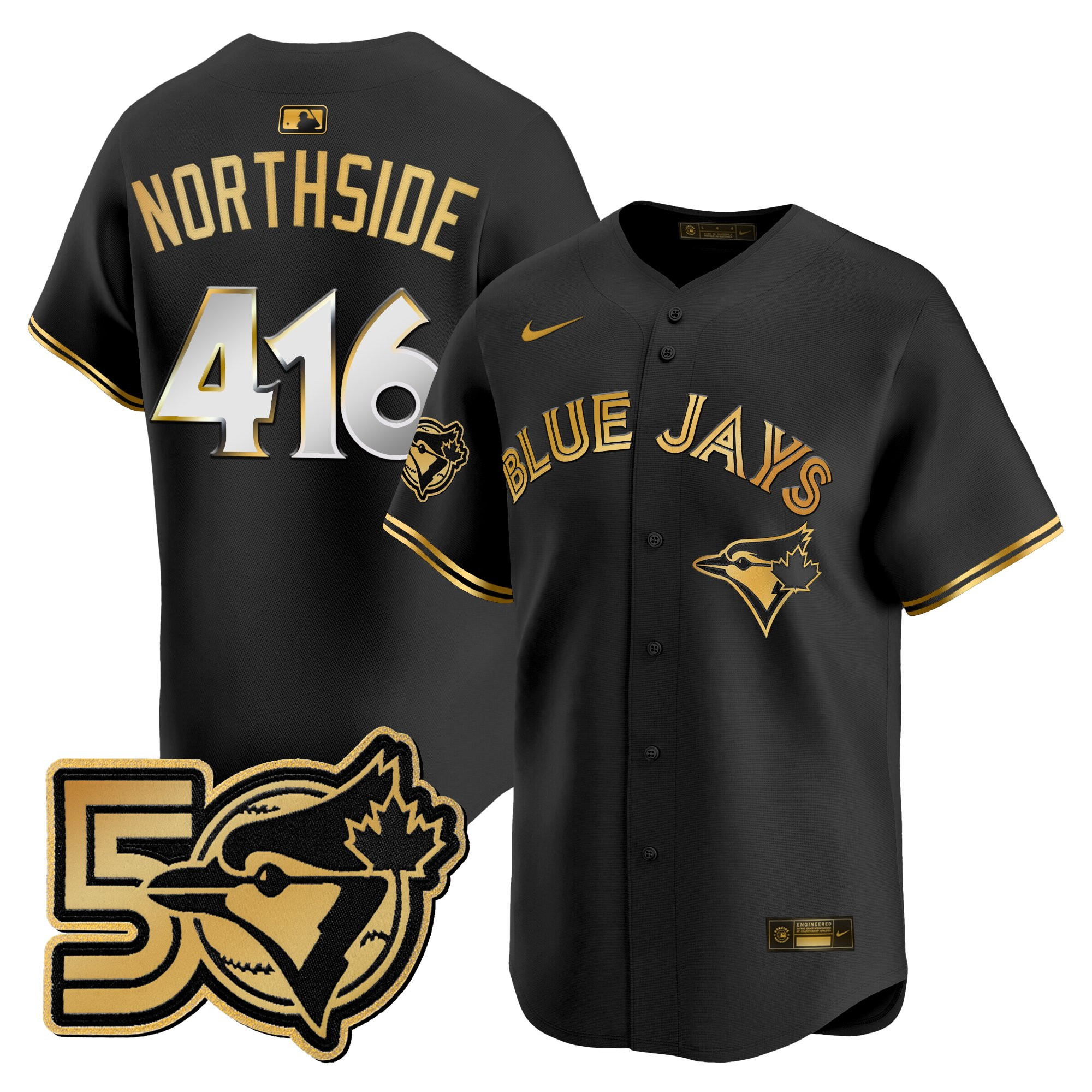 Men's Toronto Blue Jays 50 Seasons Patch Vapor Premier Limited Jersey - All Stitched - Image 7