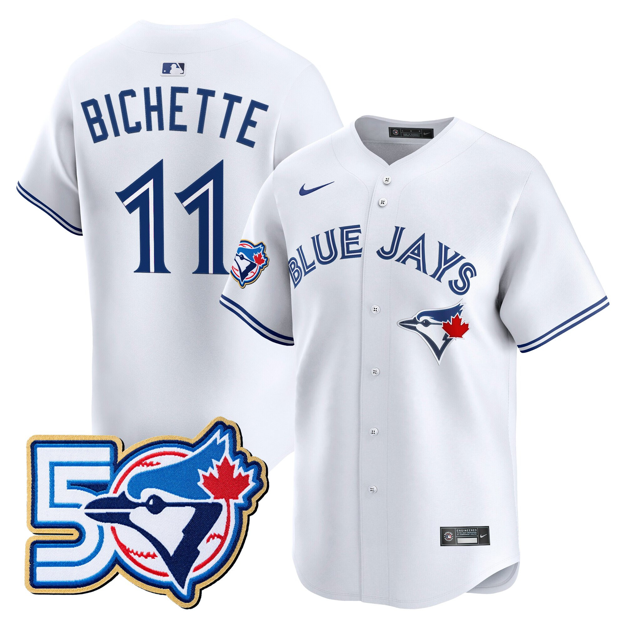 Men's Toronto Blue Jays 50 Seasons Patch Vapor Premier Limited Jersey - All Stitched - Image 57