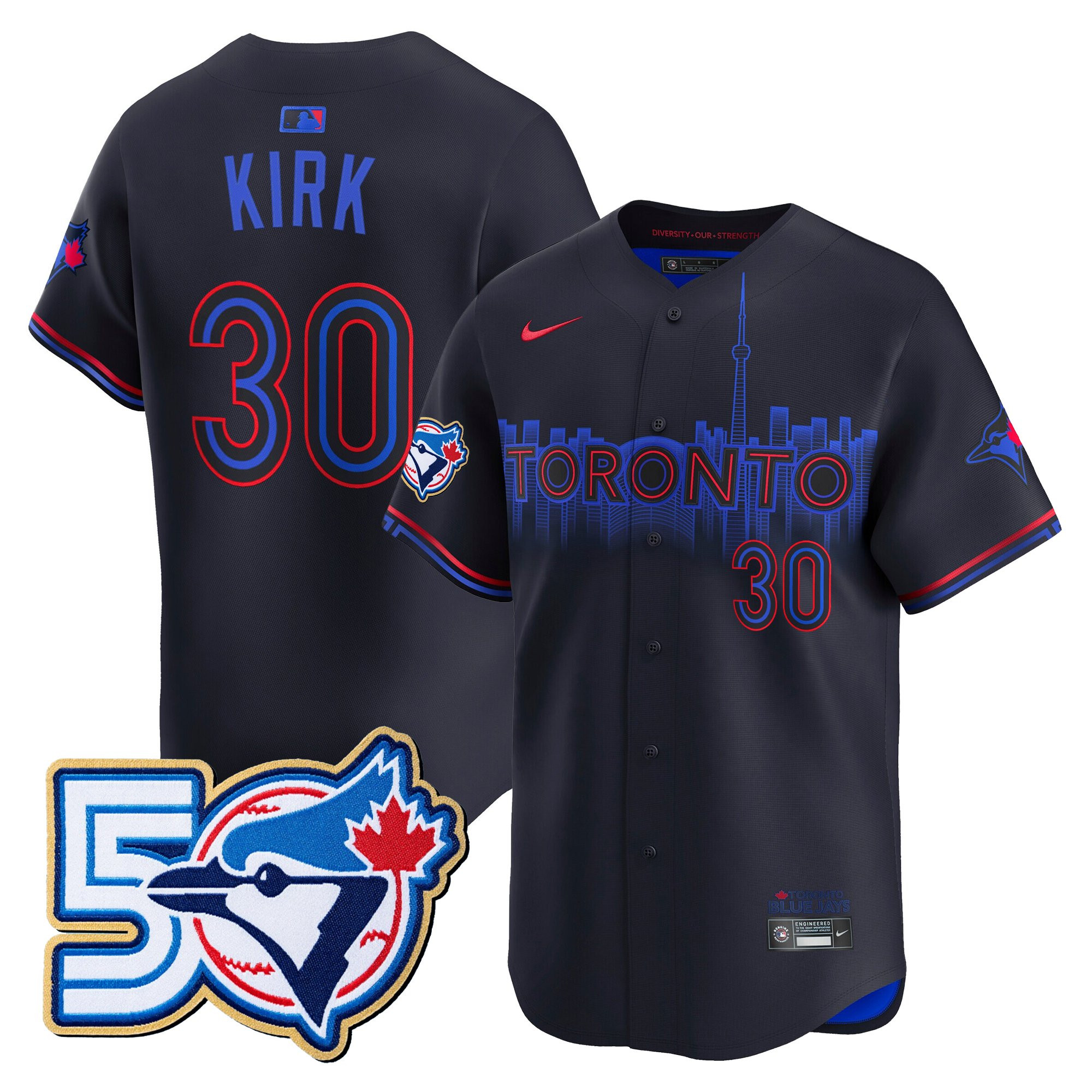 Men's Toronto Blue Jays 50 Seasons Patch Vapor Premier Limited Jersey - All Stitched - Image 44