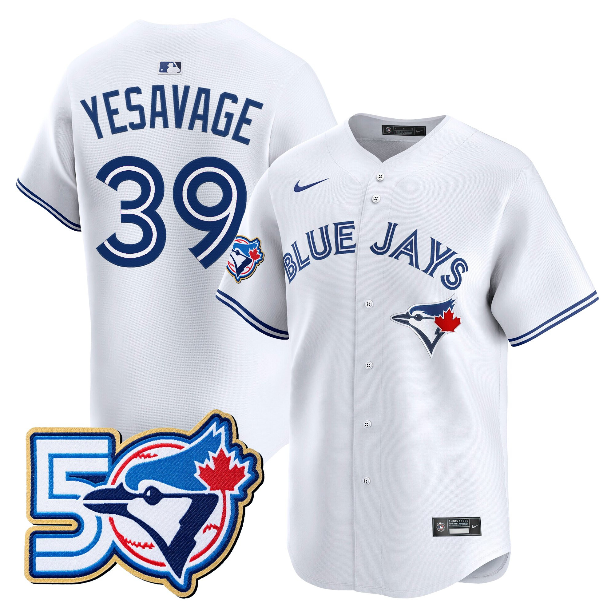 Men's Toronto Blue Jays 50 Seasons Patch Vapor Premier Limited Jersey - All Stitched - Image 59