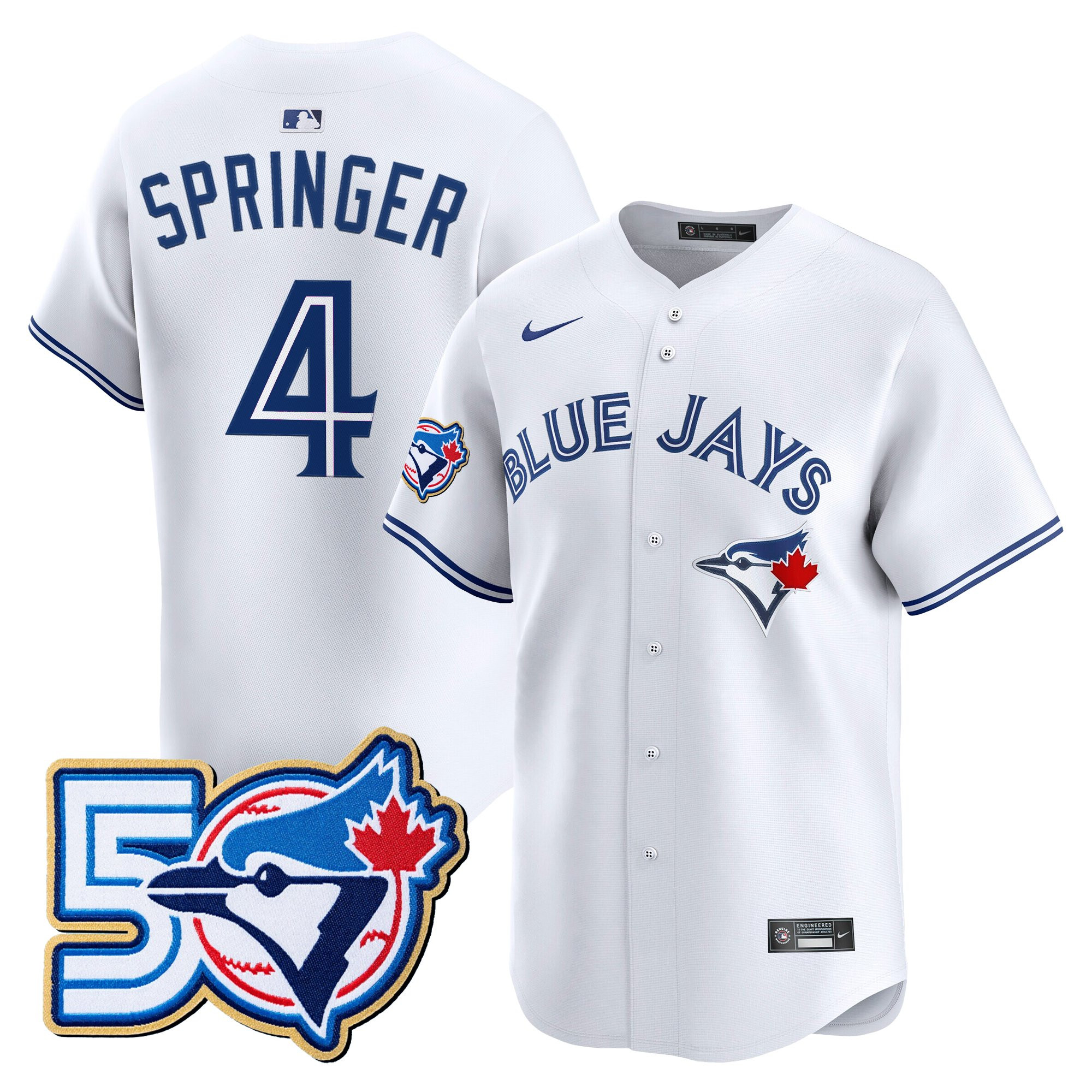 Men's Toronto Blue Jays 50 Seasons Patch Vapor Premier Limited Jersey - All Stitched - Image 53