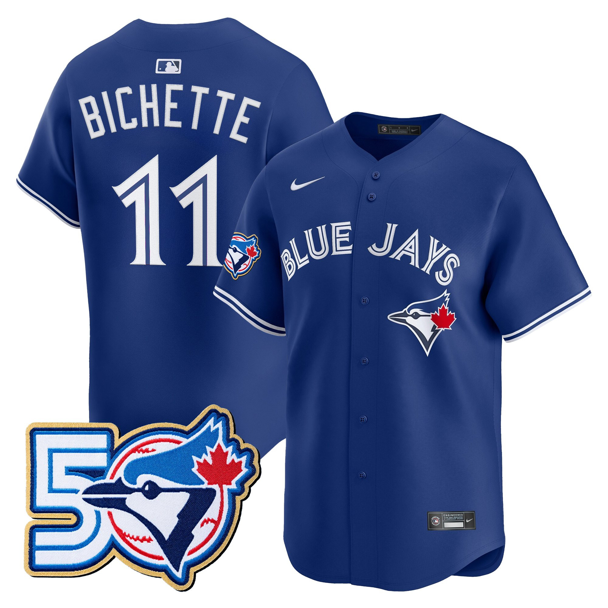 Men's Toronto Blue Jays 50 Seasons Patch Vapor Premier Limited Jersey - All Stitched - Image 37