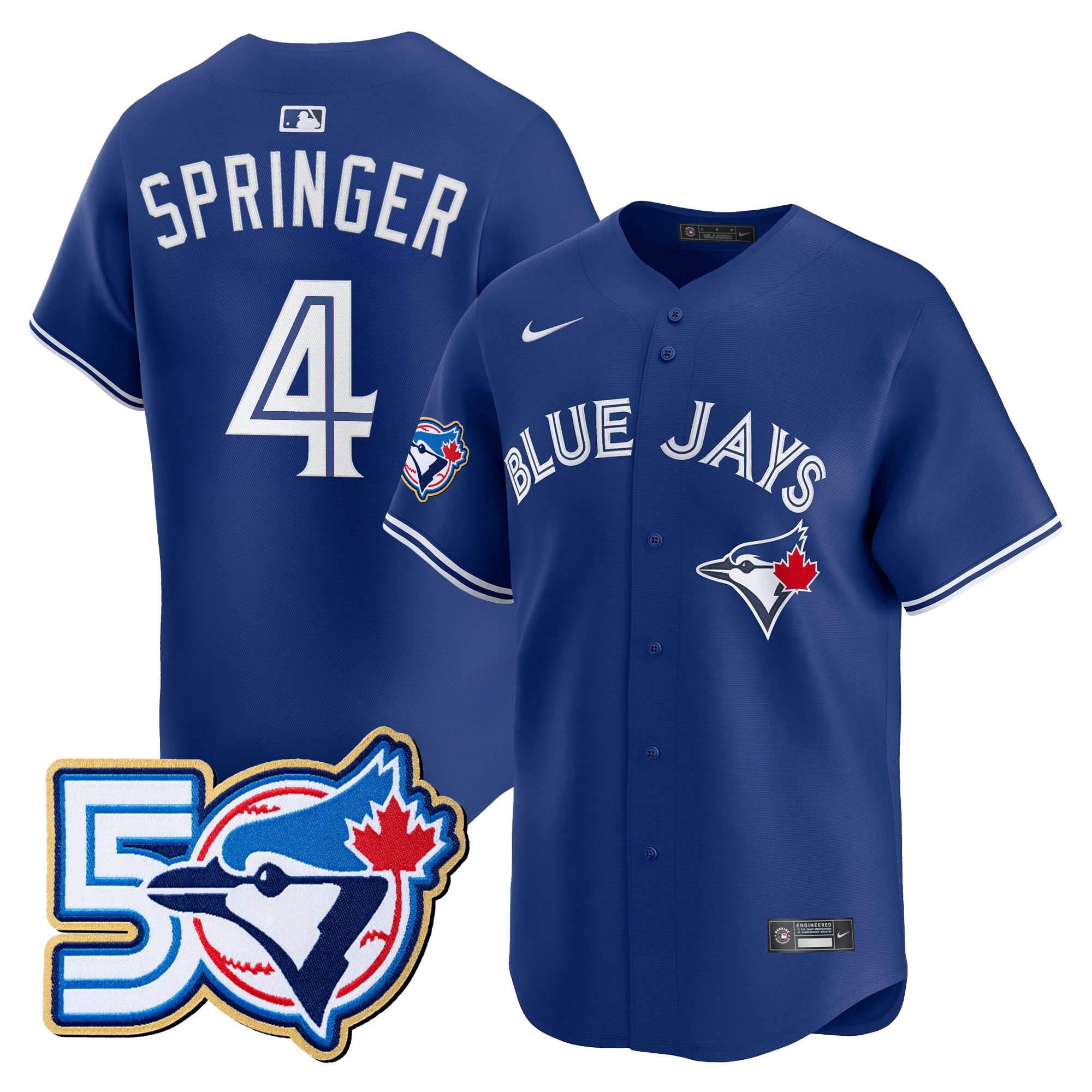 Men's Toronto Blue Jays 50 Seasons Patch Vapor Premier Limited Jersey - All Stitched - Image 33