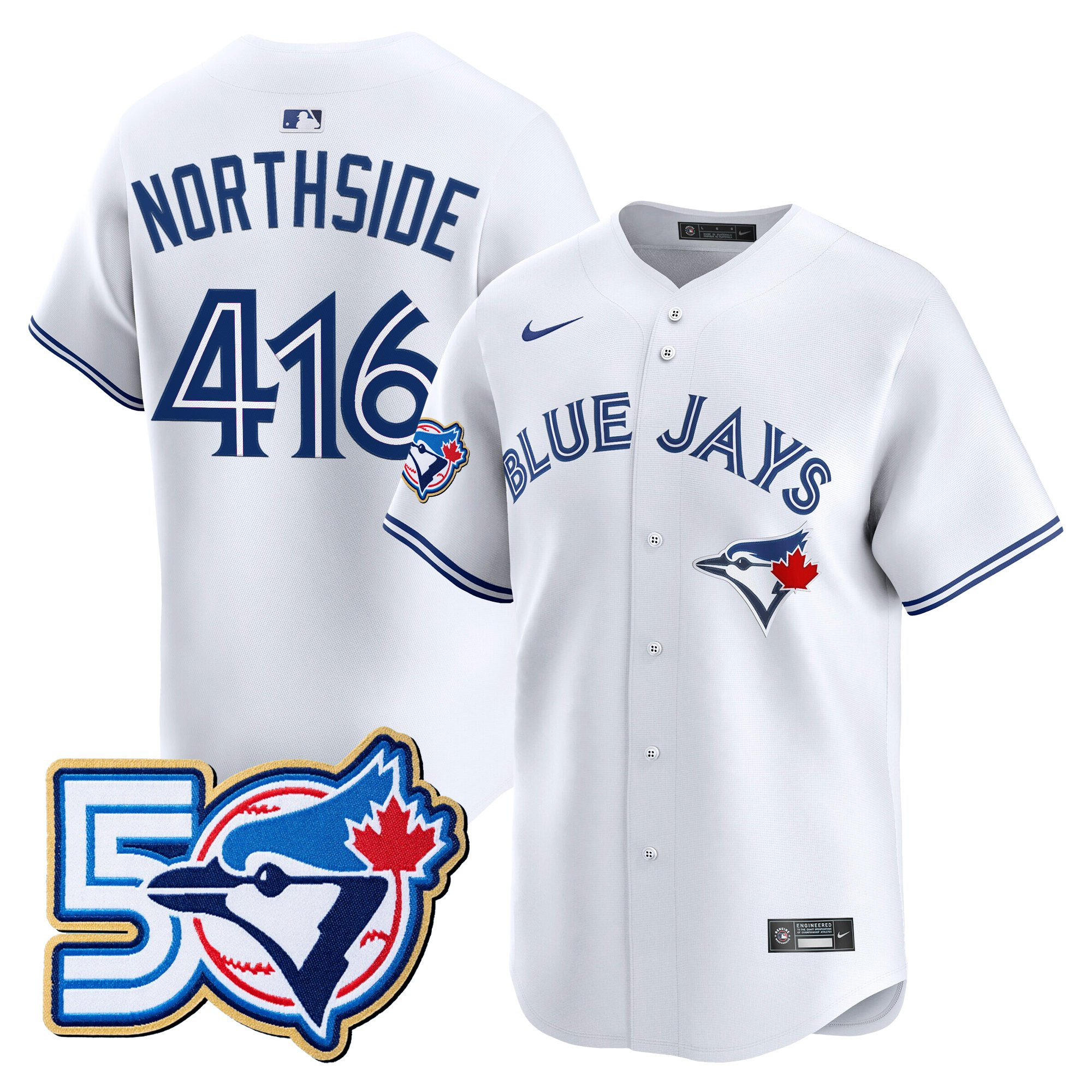 Men's Toronto Blue Jays 50 Seasons Patch Vapor Premier Limited Jersey - All Stitched - Image 56