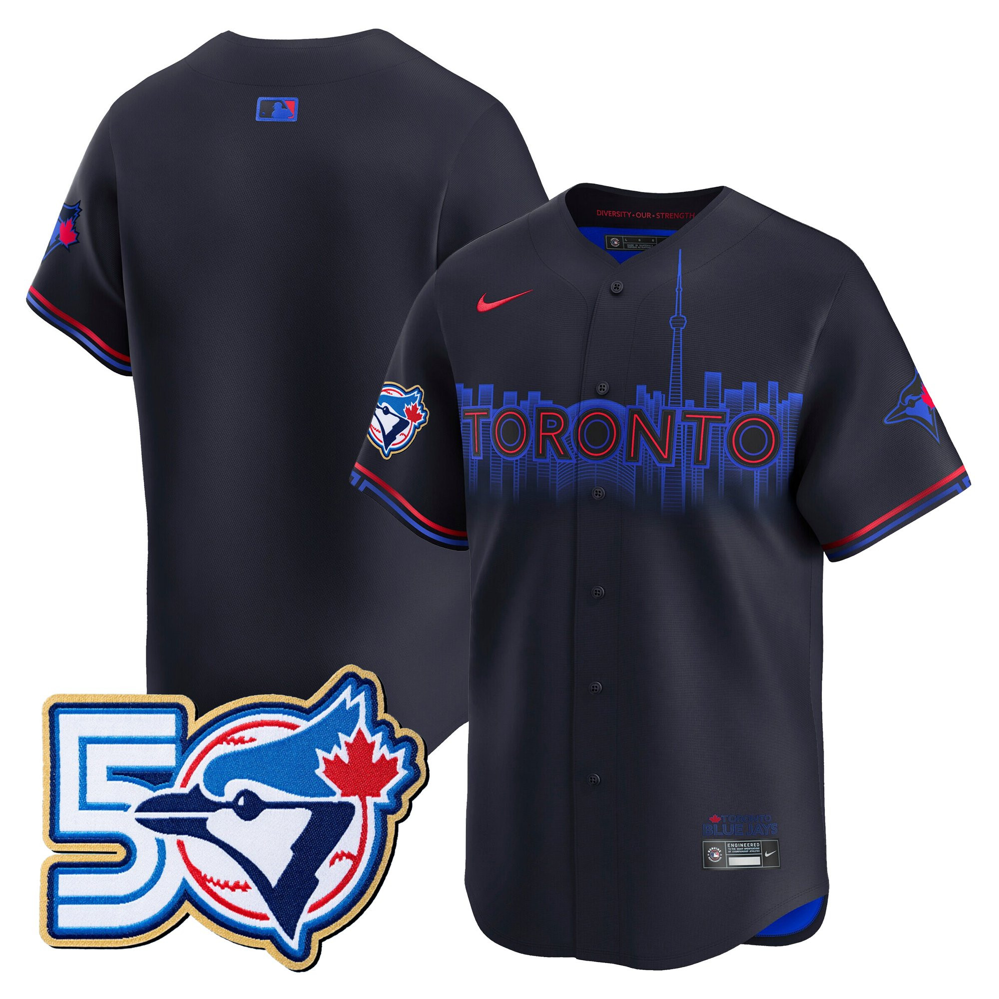 Men's Toronto Blue Jays 50 Seasons Patch Vapor Premier Limited Jersey - All Stitched - Image 52