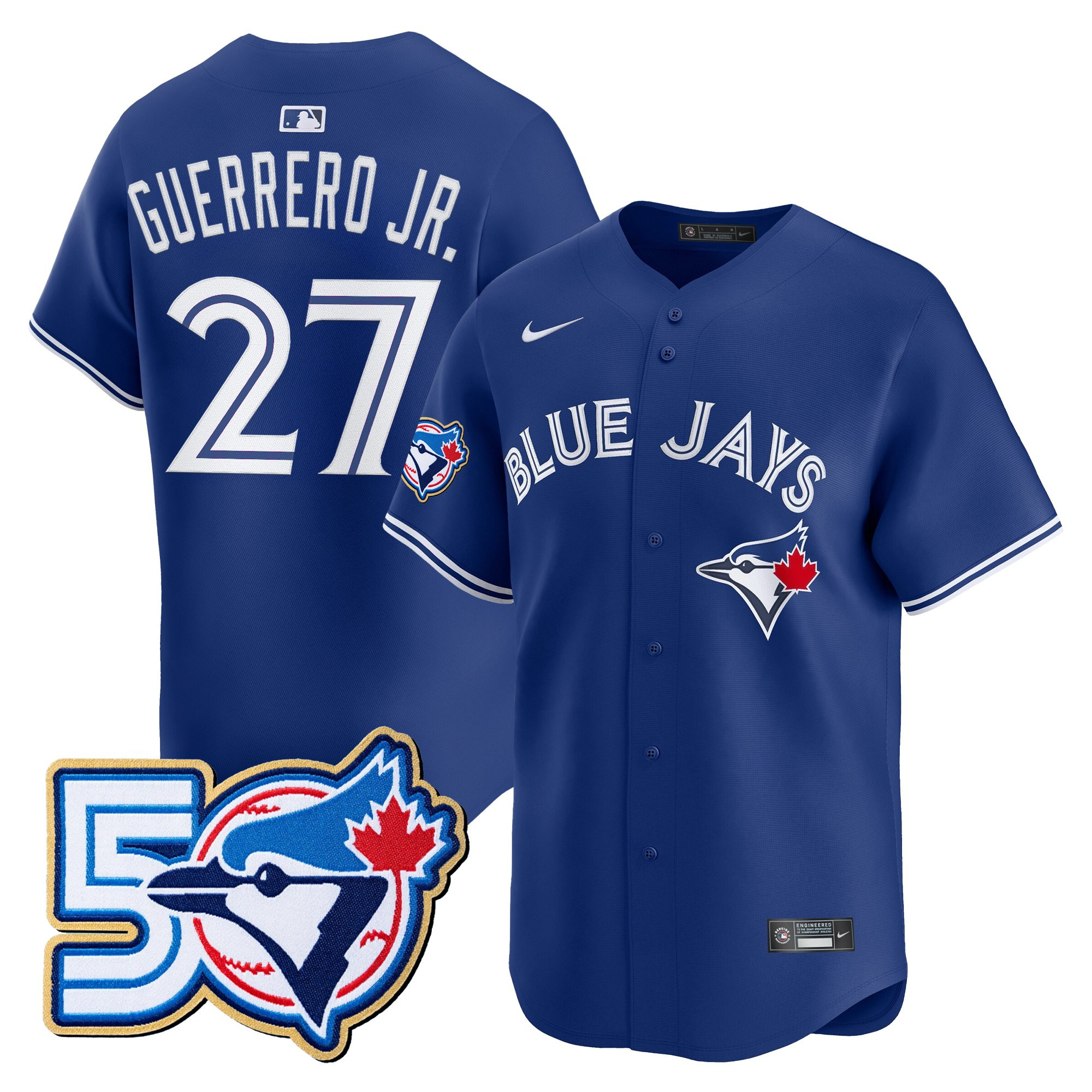 Men's Toronto Blue Jays 50 Seasons Patch Vapor Premier Limited Jersey - All Stitched - Image 35
