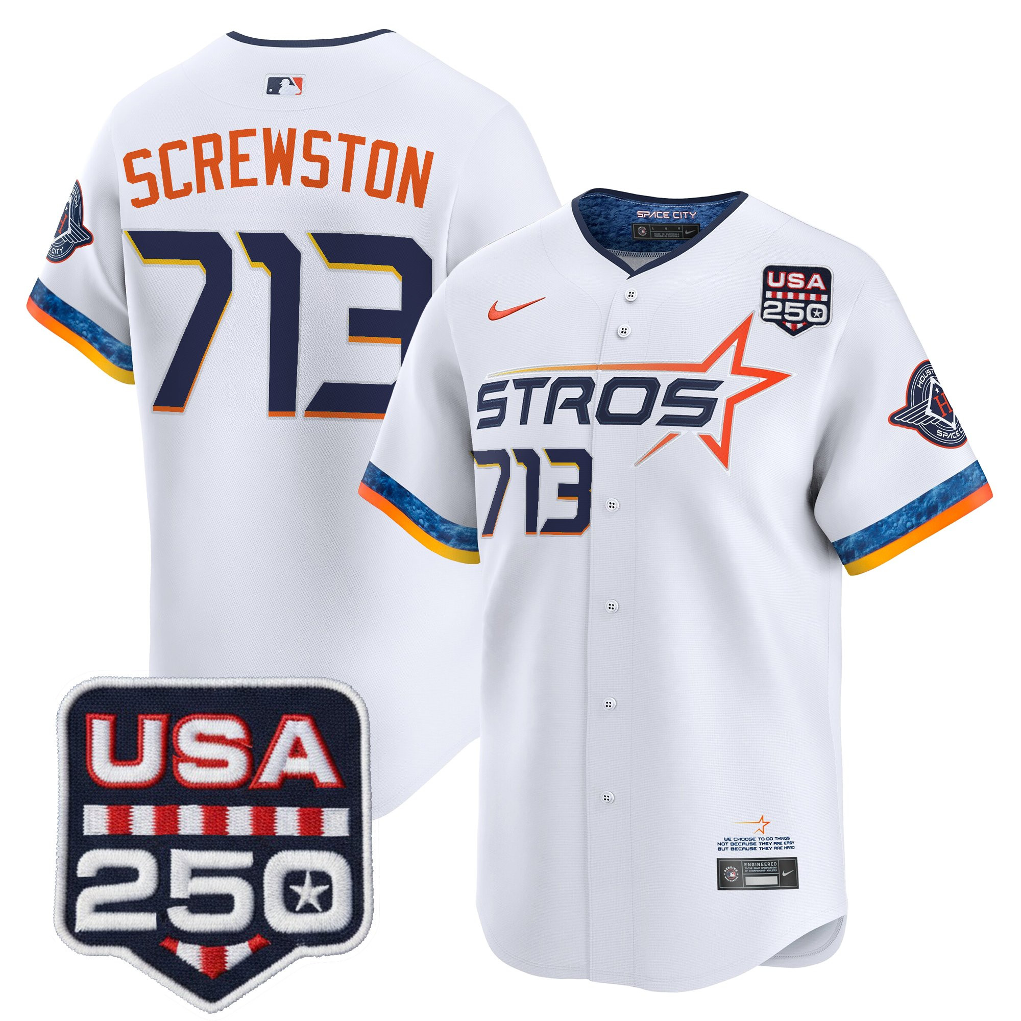 Men’s Houston Astros 250America Patch Vapor Premier Limited Jersey - All Stitched - Image 30