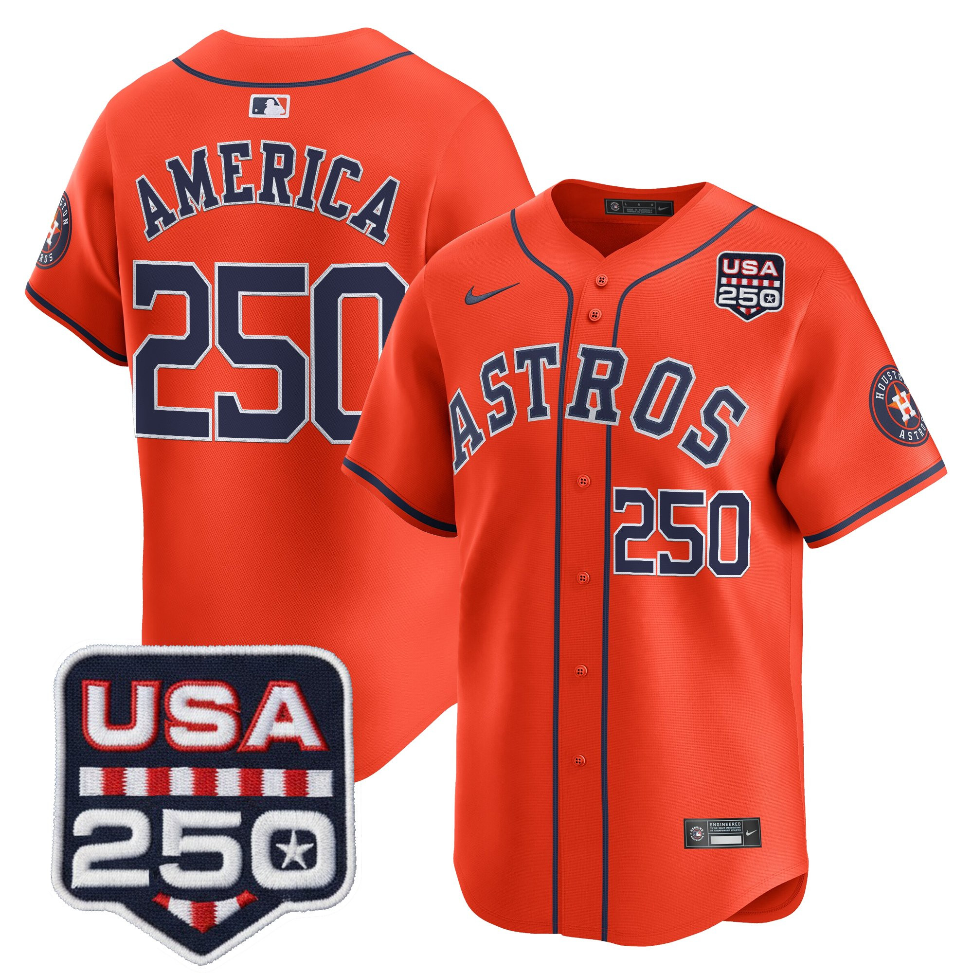 Men’s Houston Astros 250America Patch Vapor Premier Limited Jersey - All Stitched - Image 13